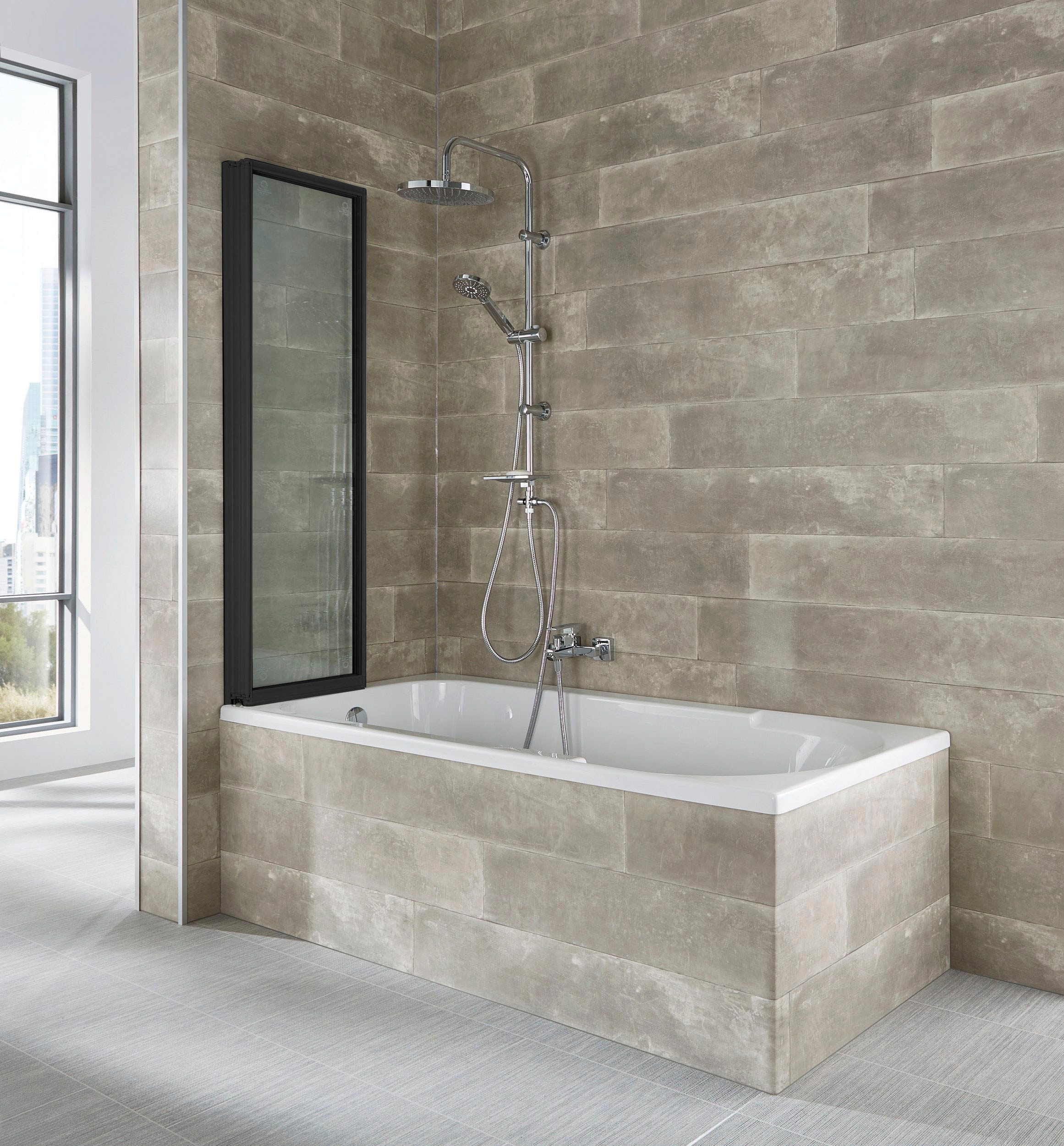 welltime Badewannenaufsatz "Nassau" 3 Stk. tlg. Badewannenfaltwand, Spritzschutzwand für Badewanne, Glaswand