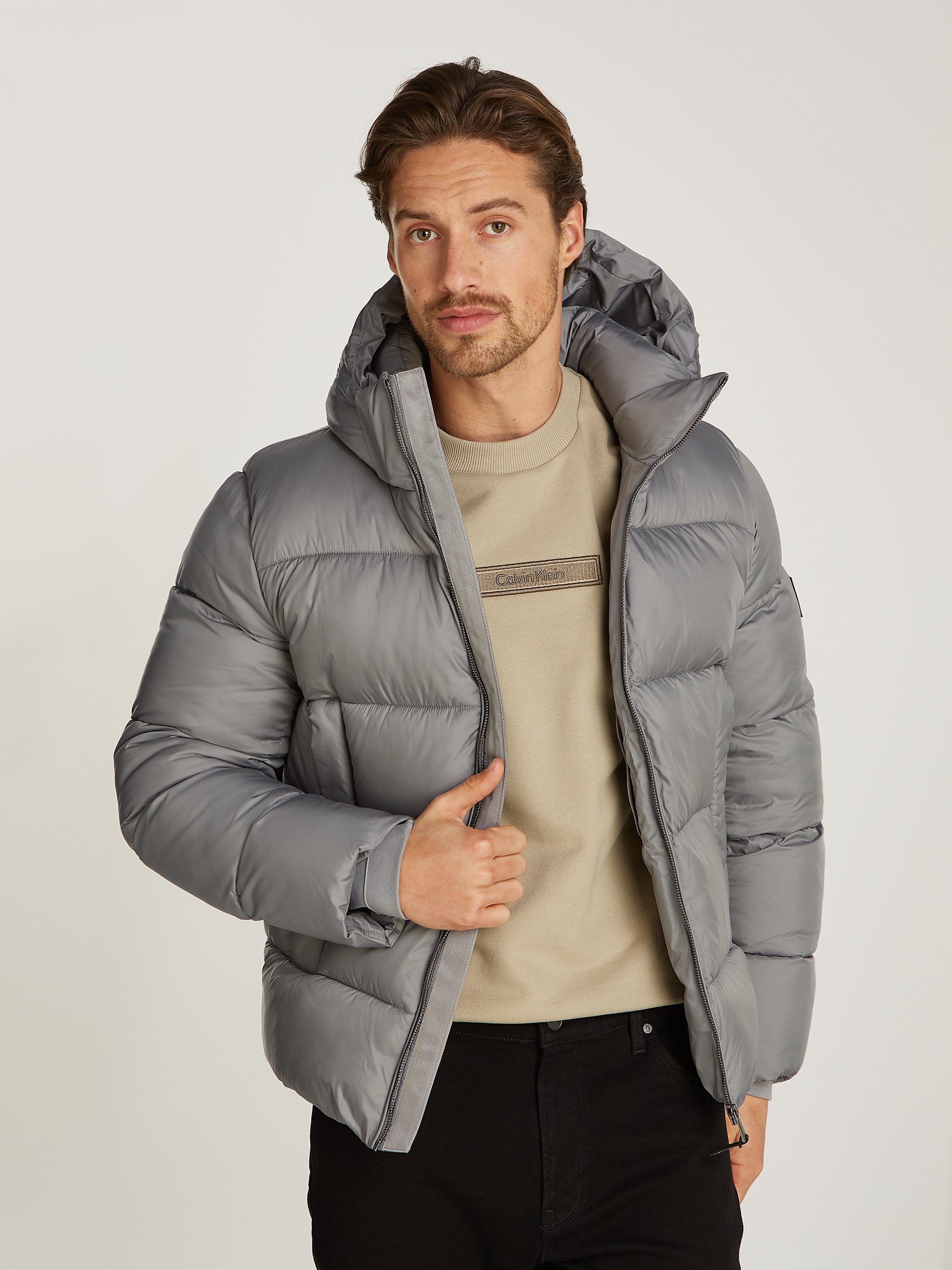 Outdoorjacke »HOODED QUILT PUFFER MW«, mit Kapuze, mit Logopatch