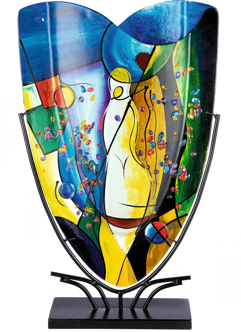 Casablanca by Gilde Tischvase »Magic, Dekovase«, (1 St.), Vase aus Glas, mit schwarzem Metallfuss
