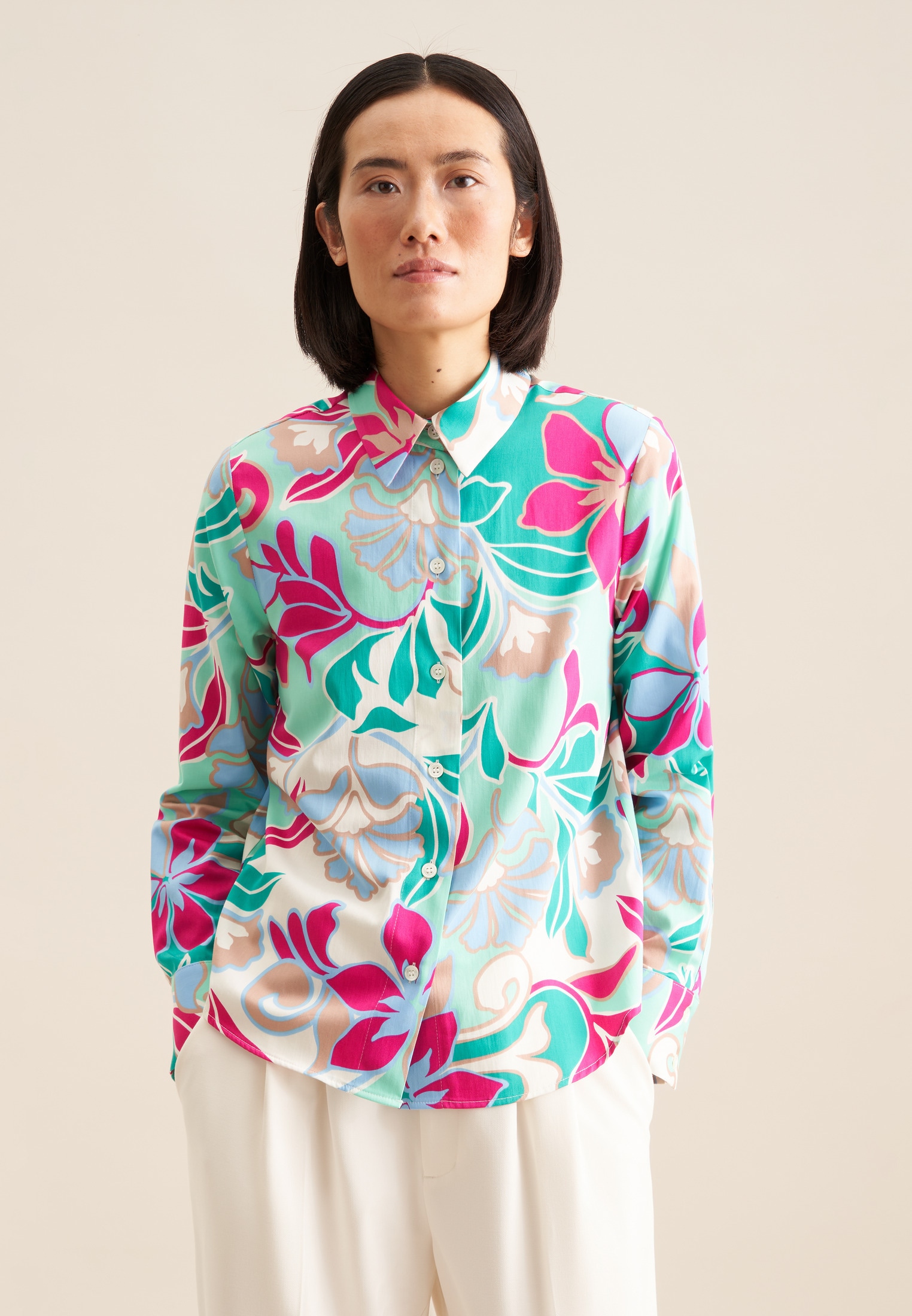 seidensticker Hemdbluse »Schwarze Rose« 1/1 Kragen Floral