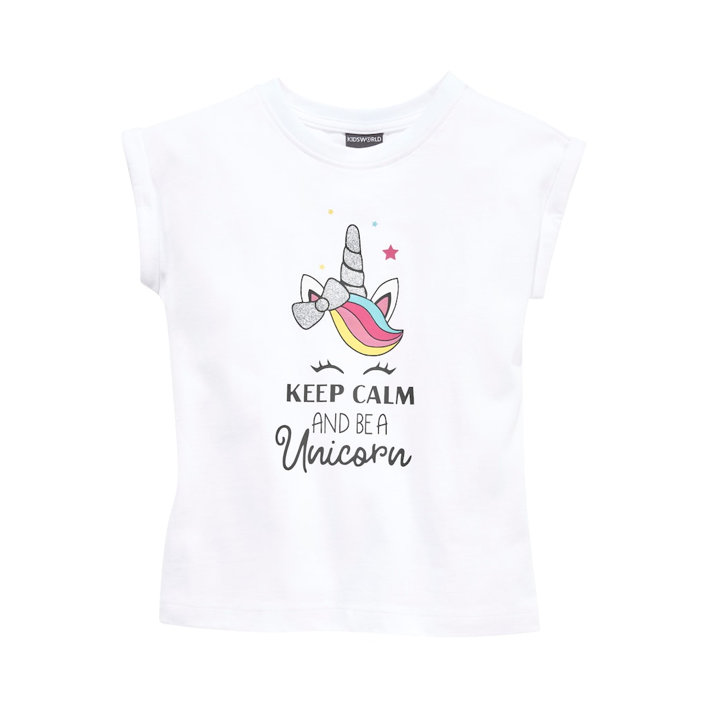 KIDSWORLD Print-Shirt »keep calm and be a unicorn«, mit niedlichem Einhornmotiv