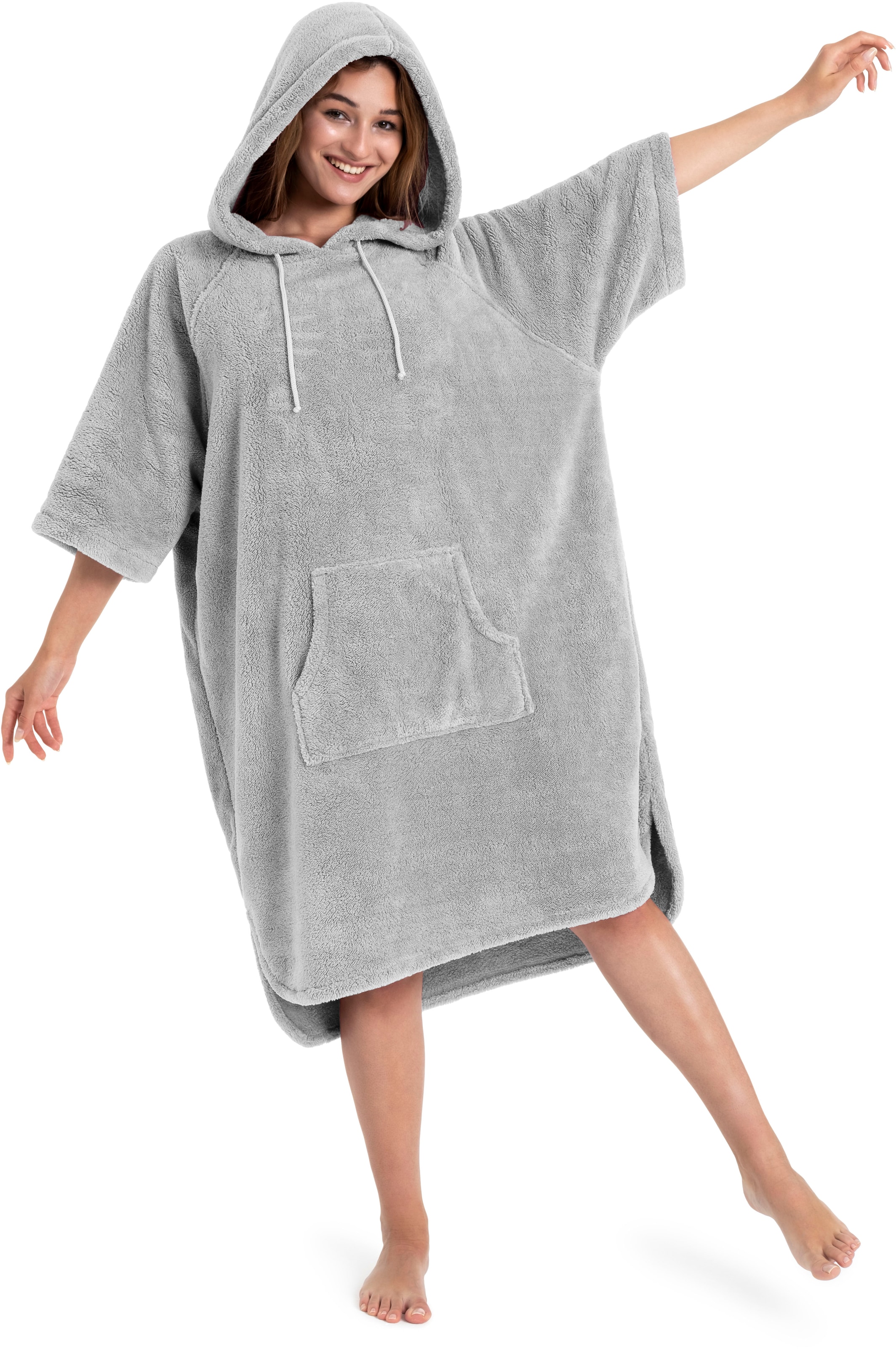 my home Badeponcho »Lillou, Surfponcho ideal für Sauna, Spa & im Urlaub«, (1 St.), weich und kuschelig, plüsch, Fleece, Unisex, für Damen und Herren