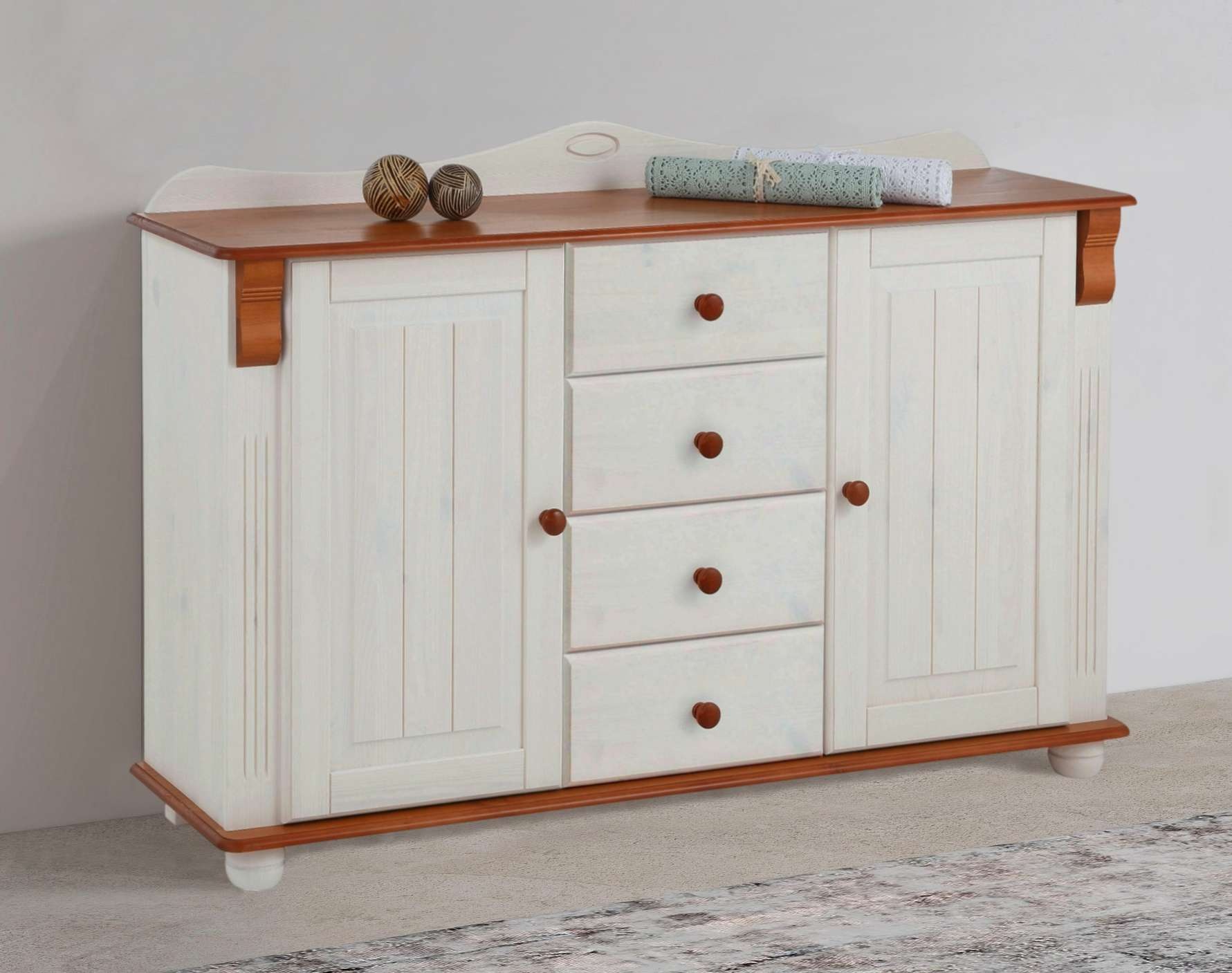 Home affaire Kommode »Sideboard, Anrichte, mit 3 Schubladen, 2 Türen« aus massiver Kiefer, Breite 130 cm