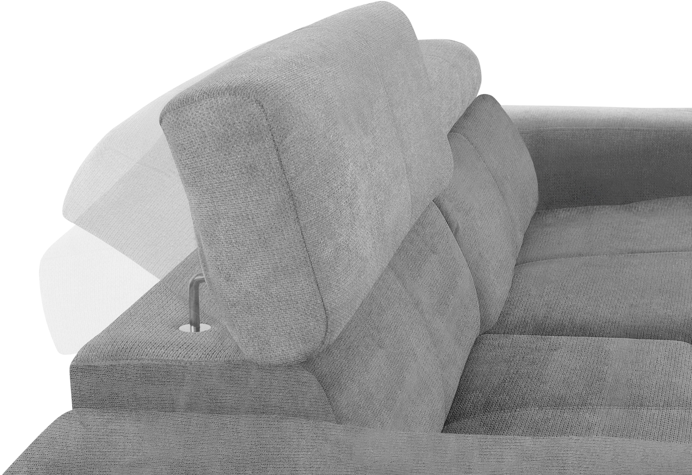 DOMO collection Ecksofa »Brandon B/T/H: 214/100/80 cm, L-Form«, Mit Kopfteilverstellung, auch in Leder und Cord, L-Form