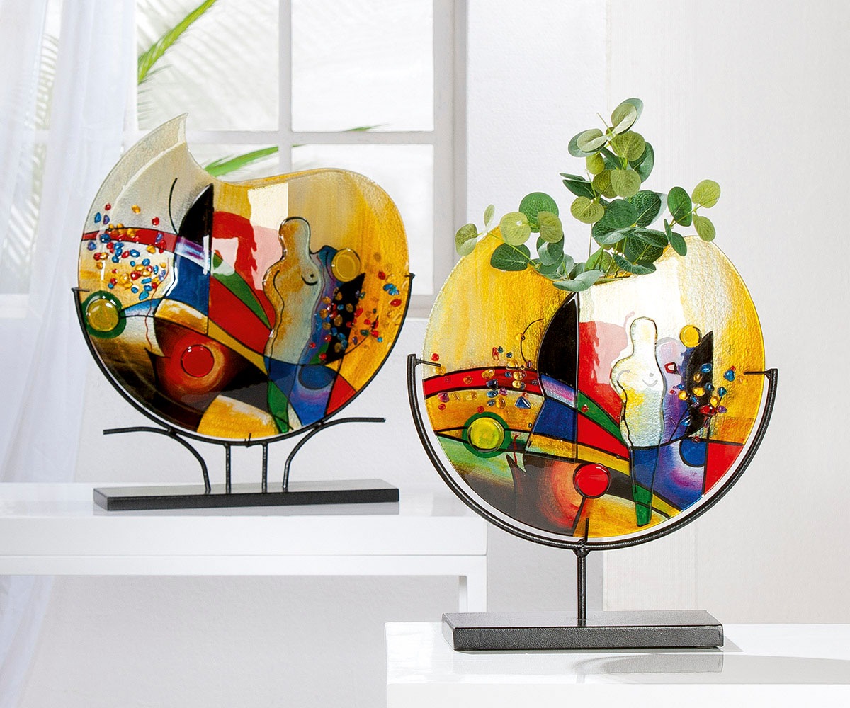 Casablanca by Gilde Tischvase »Silhouette, Dekovase«, (1 St.), Vase aus Glas, mit schwarzem Metallfuss, Höhe ca. 53 cm
