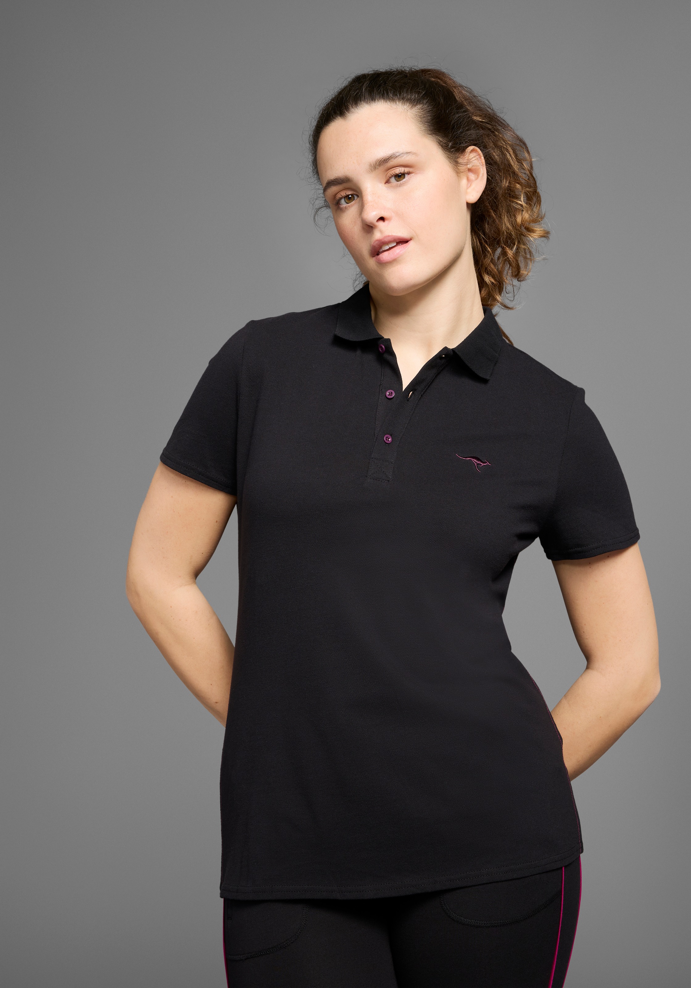 KangaROOS Poloshirt Kurzarm, unifarben, Polokragen, aus Baumwolle, grosse Grössen