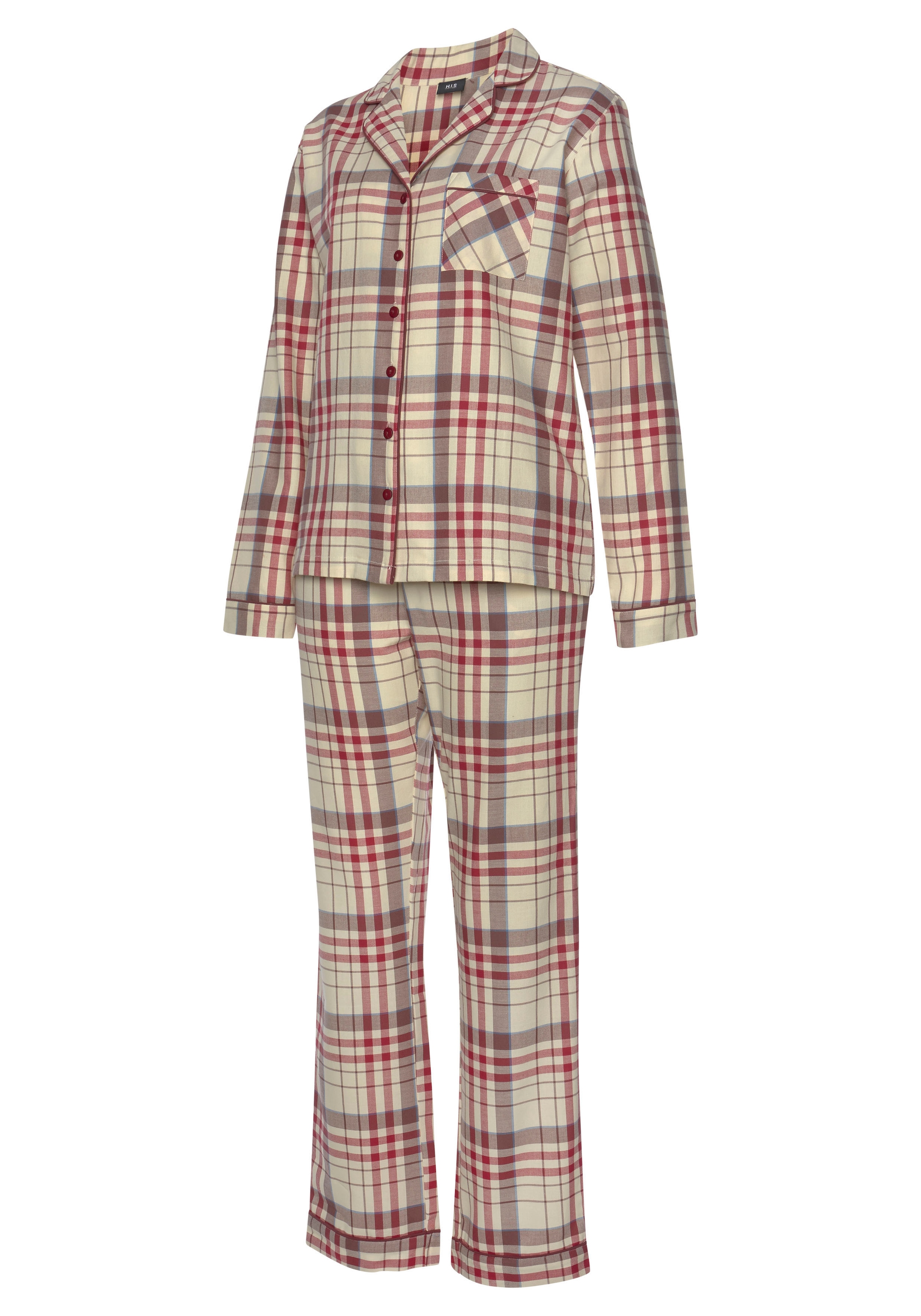 H.I.S Pyjama, (Set, 2 tlg.), mit aus Flanell Allover-Karomuster online  shoppen bei Jelmoli-Versand Schweiz