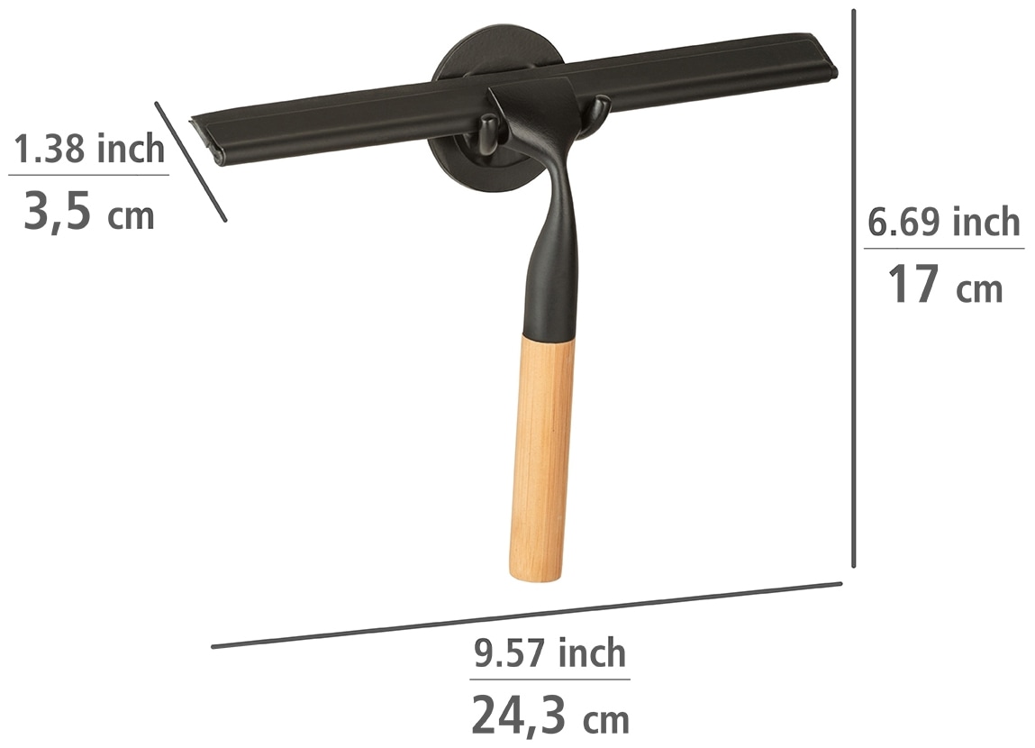 WENKO Duschabzieher »Bambusa«, 24 cm, aus Bambus und Edelstahl, Befestigen ohne Bohren