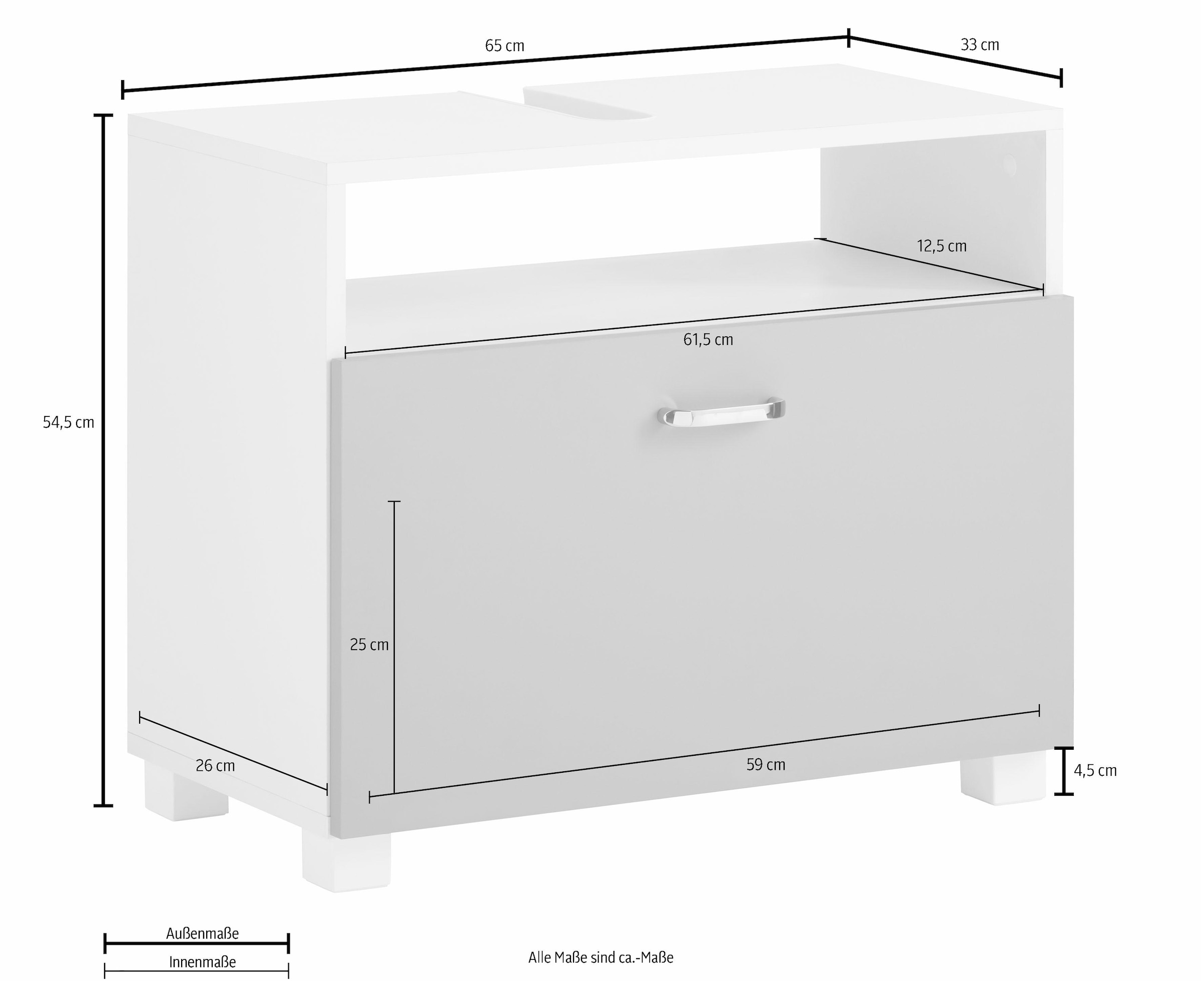 mit grosser Metallgriffen online | »Colli«, Schildmeyer Schublade Höhe Jelmoli-Versand Waschbeckenunterschrank 54,5 cm, Badezimmerschrank shoppen und