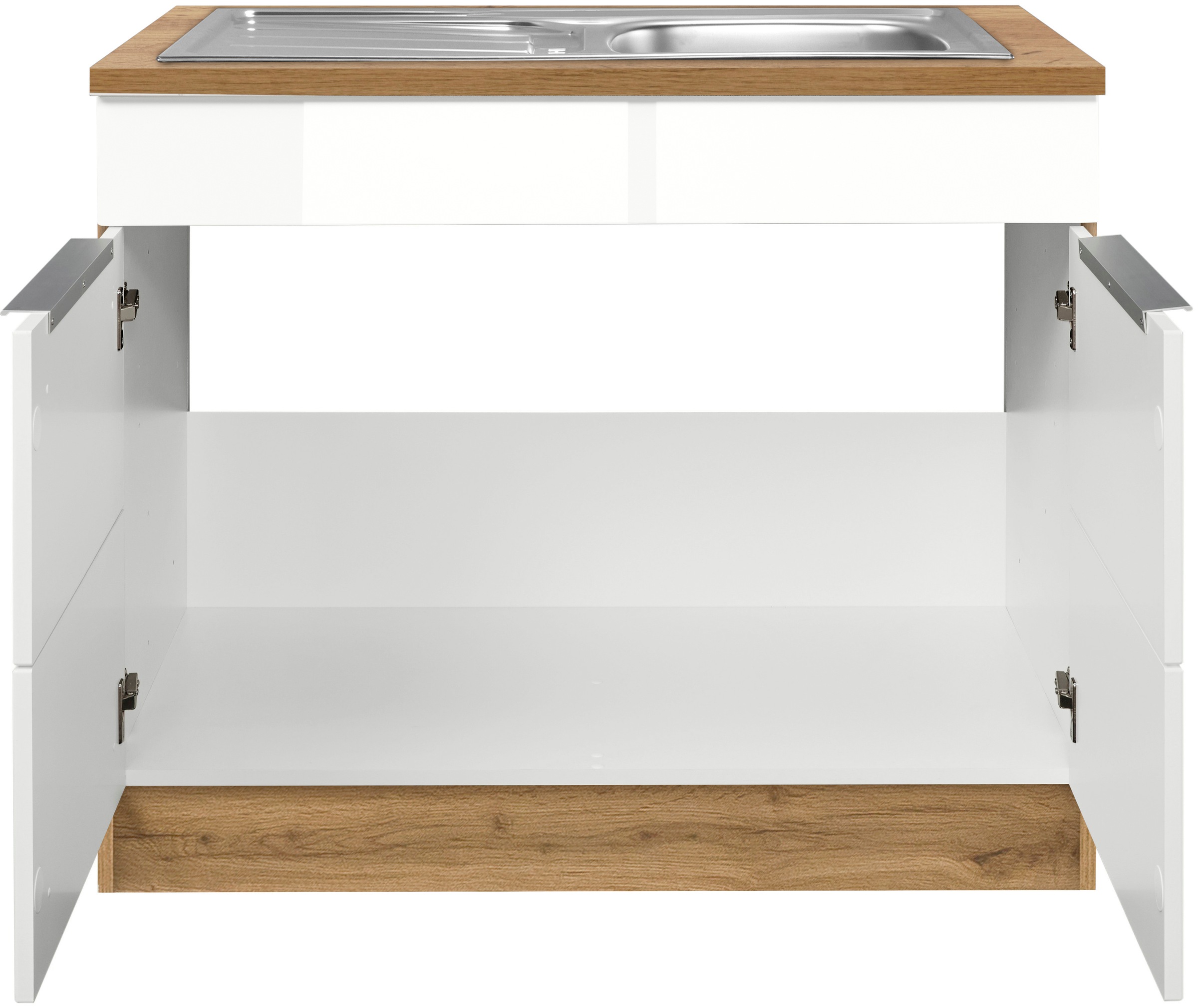 KOCHSTATION Spülenschrank "KS-Brindisi" 100 cm breit, inklusive Einbauspüle