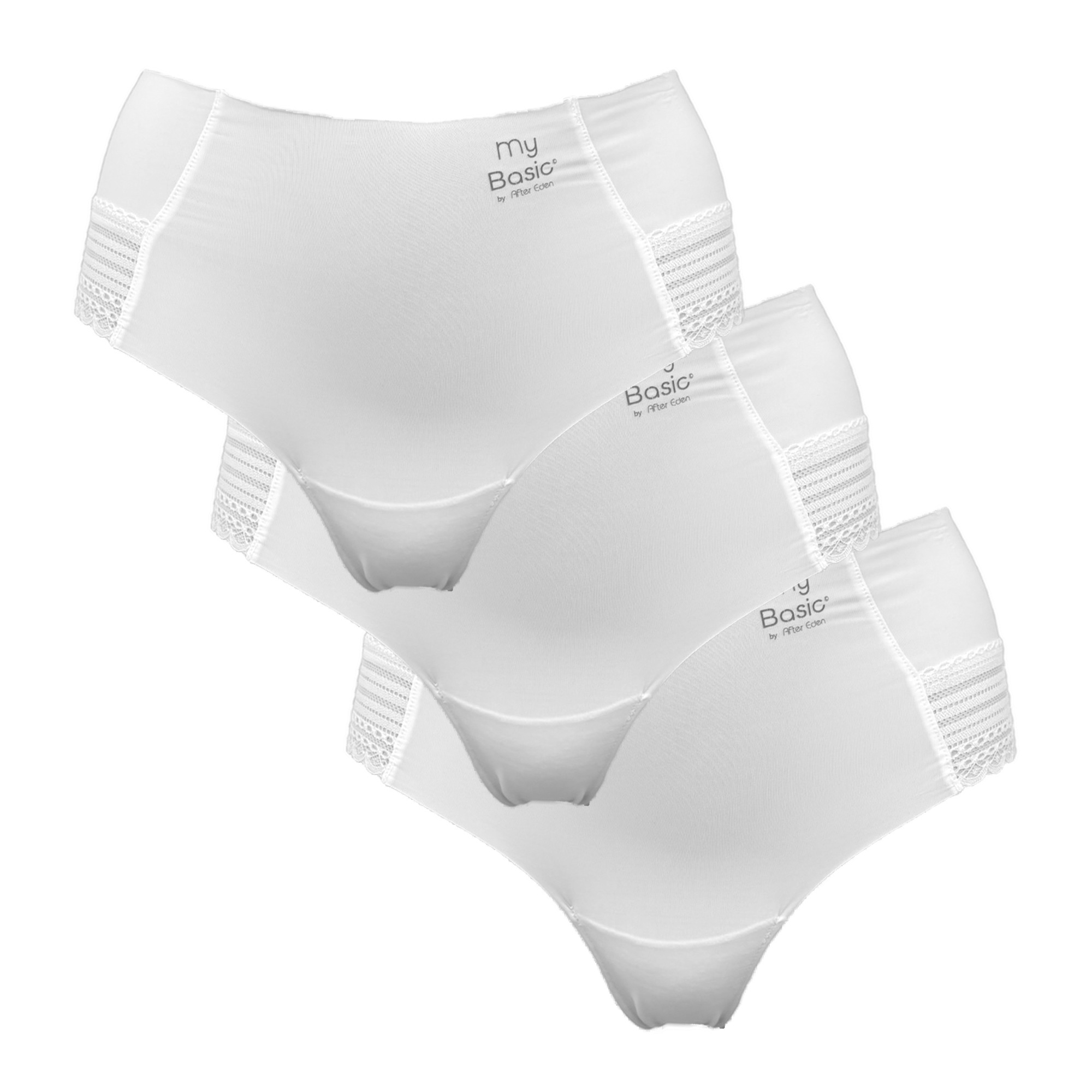 My Basic Hipster »Free cut hipster« 3er Pack, feminin, elastisch, bequem, weich, eng, mit Logo, mit Spitze