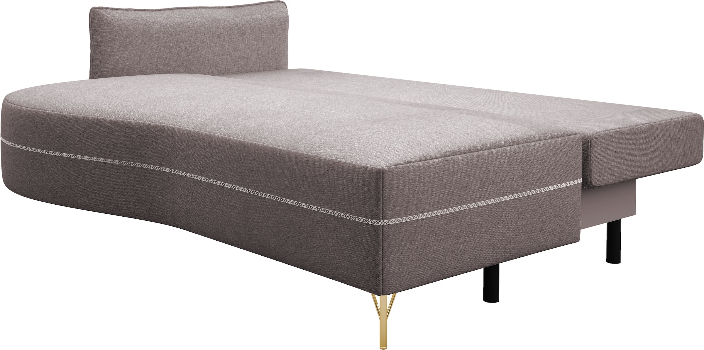 exxpo - sofa fashion Loungesofa »Ortis mit toller Kontrastnaht, Solitärmöbel, bequem, schmale Armlehne«, Schlafsofa mit Bettfunktion und Bettkasten, komfortabler Federkern