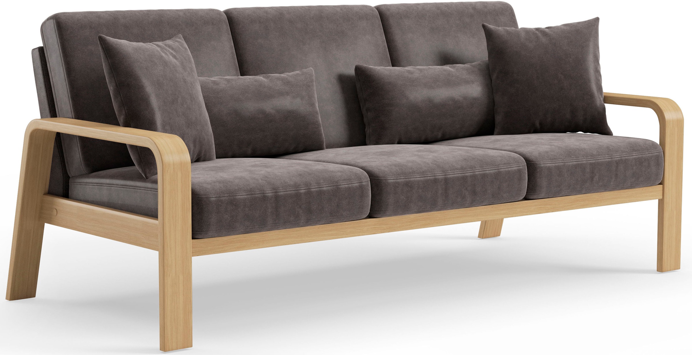 sit&more 3-Sitzer »Kolding«, Armlehnen aus Buchenholz in natur, verschiedene Bezüge und Farben