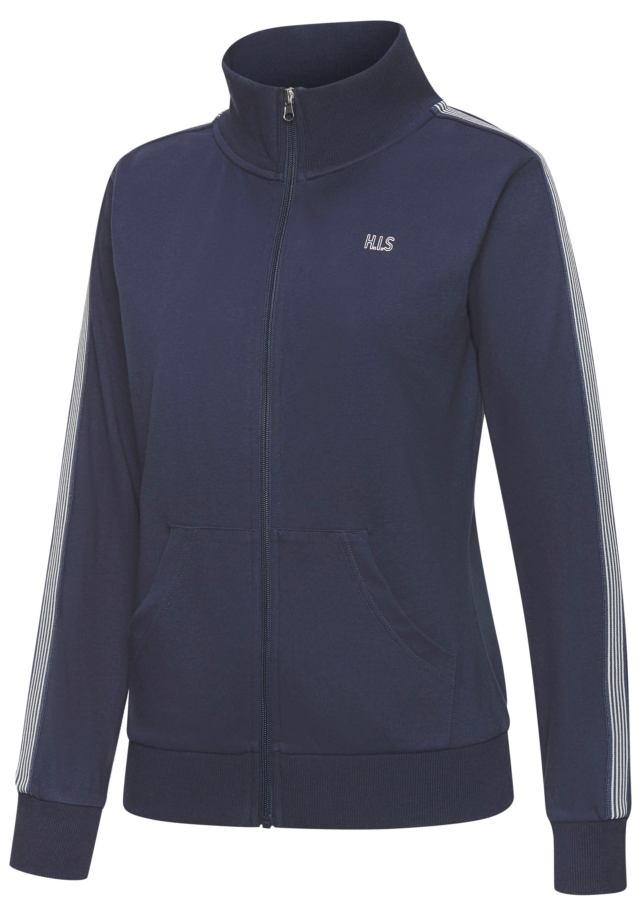H.I.S Sweatjacke, mit gestreiftem Tape an den Ärmeln, Loungewear