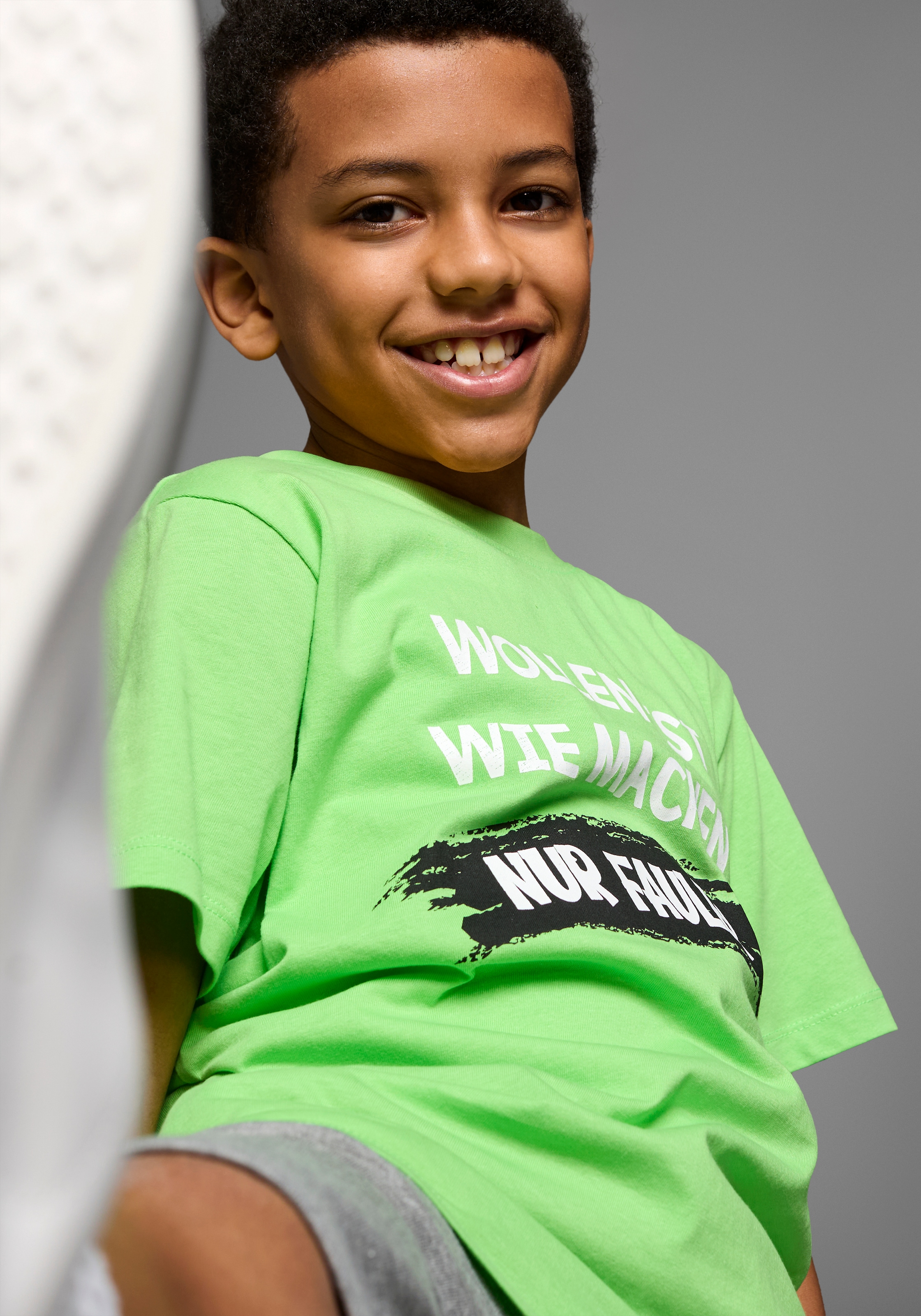 KIDSWORLD T-Shirt »Mit Spruch: WOLLEN IST WIE MACHEN....«, Kurzarm, Basic-Passform, bedruckt, Rundhalsausschnitt