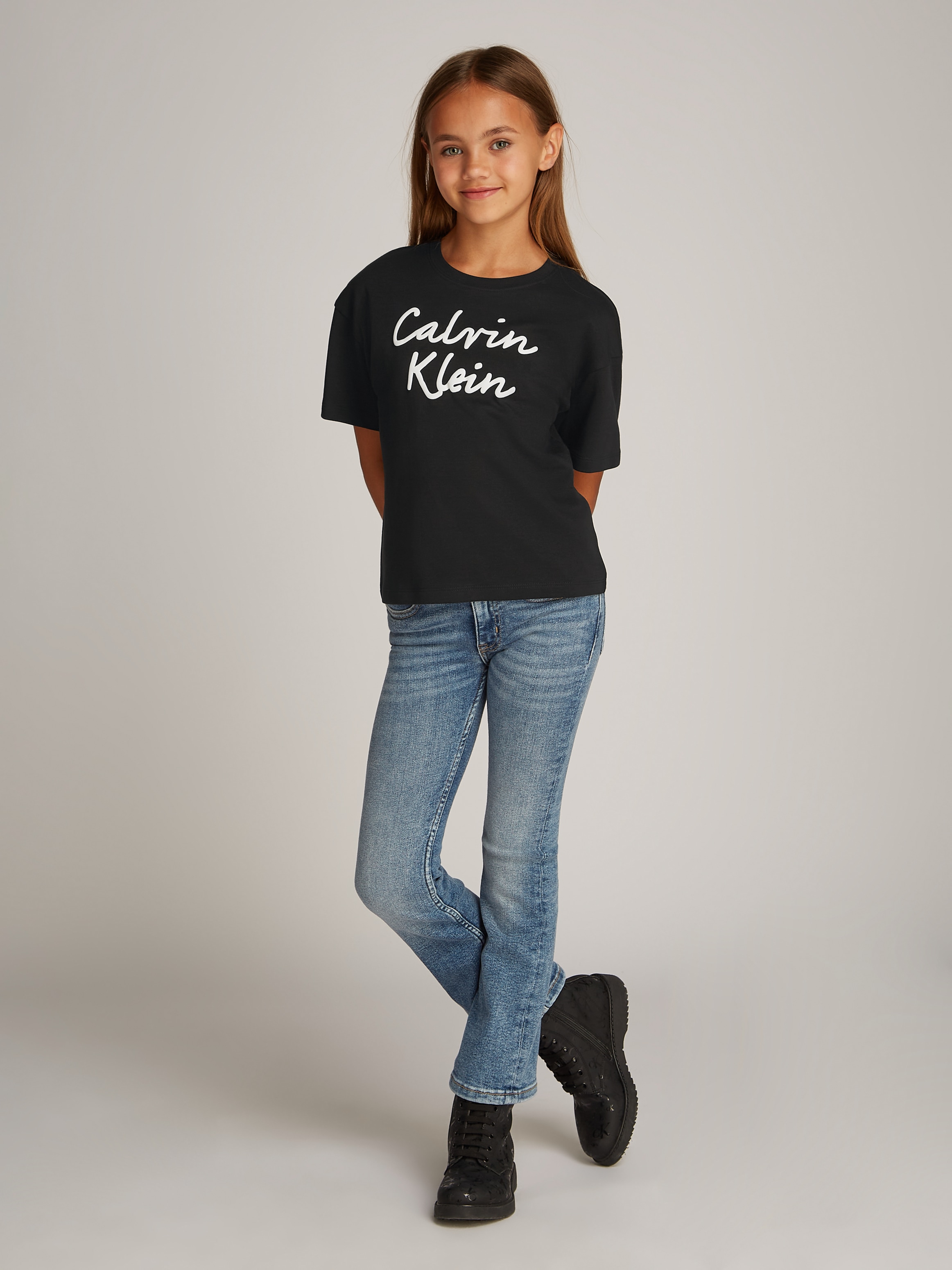 Calvin Klein Jeans T-Shirt »SCRIPT LOGO BOXY SS T-SHIRT«, mit grossem Logo
