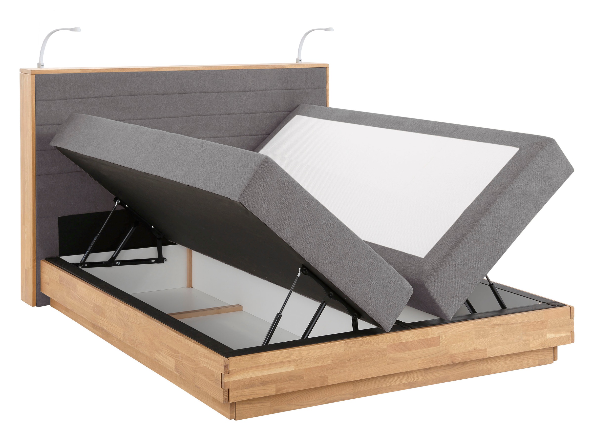 Home affaire Boxspringbett »Cavan«, Eiche, inkl. Bettkasten & Topper, verschiedene Härtegrade (auch H4)