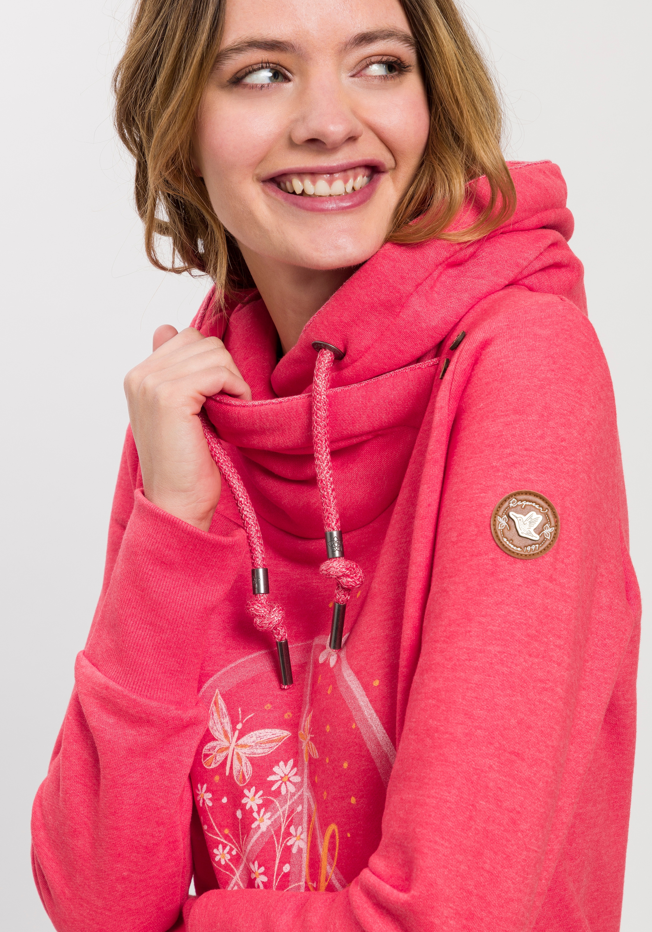 Ragwear Sweater »GRIPY BUTTON PEACE O«, mit Statement-Print