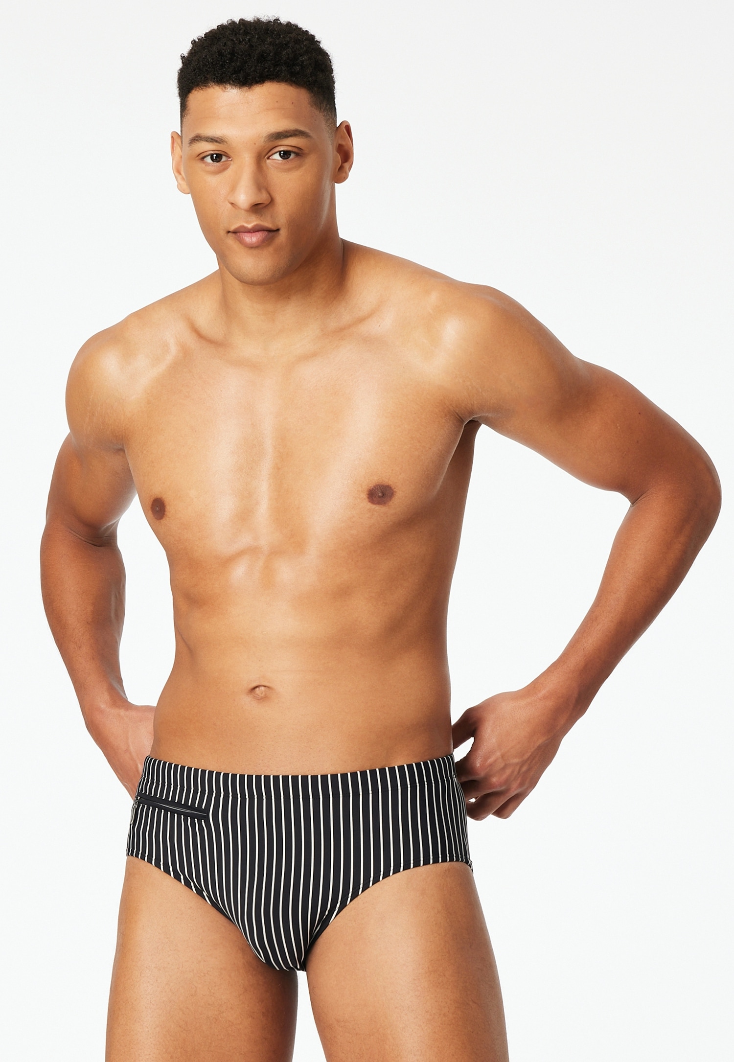 Schiesser Badeslip "Aqua" mit kleiner RV-Tasche, Bindekordel am Bund, gestreift