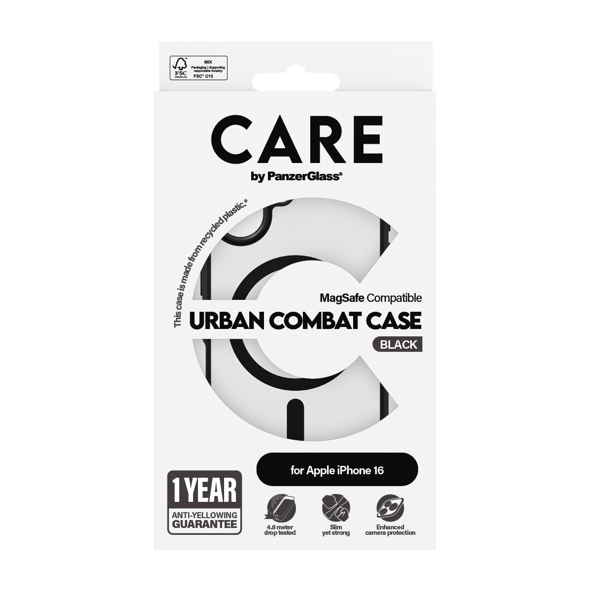 CARE by PanzerGlass Handyhülle »Urban Combat Case mit MagSafe für Apple iPhone 16«, Backcover, Schutzhülle, Handyschutzhülle, Case, Schutzcase, stossfest