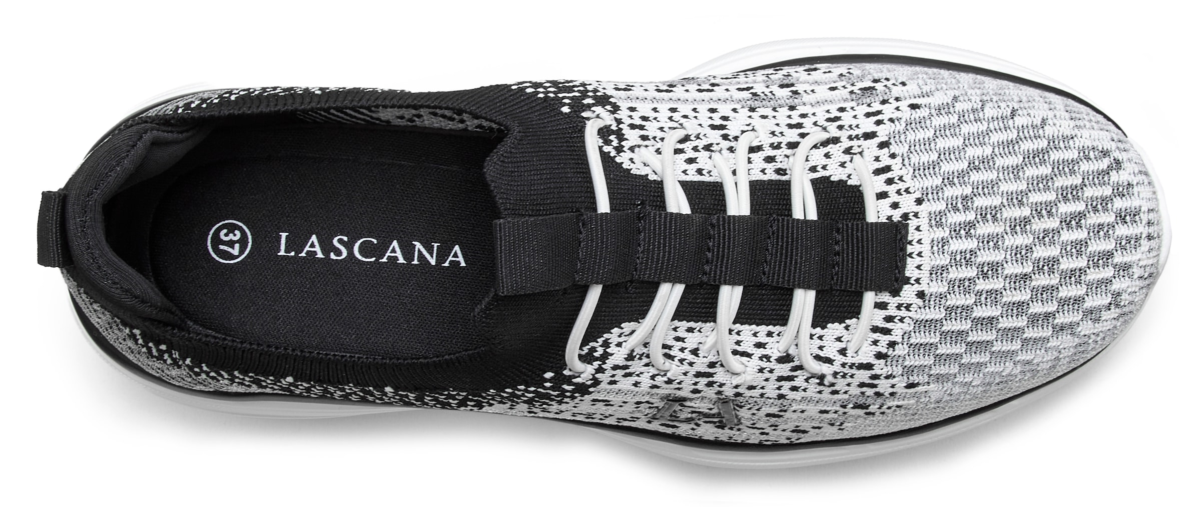 LASCANA Sneaker »Slipper, Halbschuh,«, bequem zum Reinschlüpfen mit elastischen Schnürbändern Unisex VEGAN
