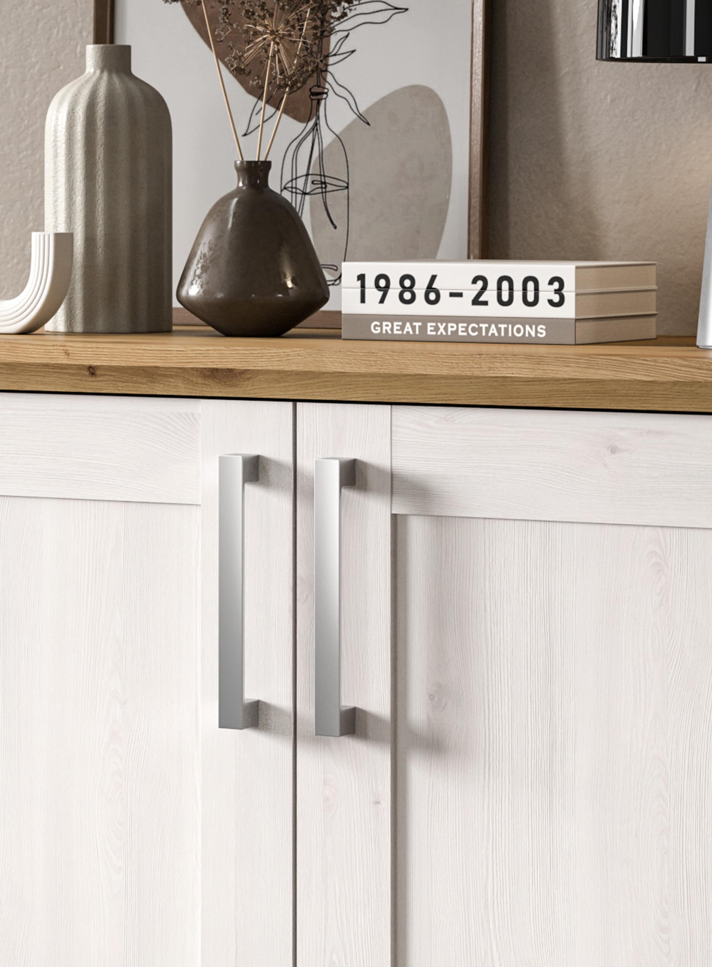Home affaire Kommode »COSENZA, TOPSELLER!, Breite 95 cm, 2 Türen, 1 Schubkasten«, in Landhausoptik, Anrichte, Schrank, Sideboard