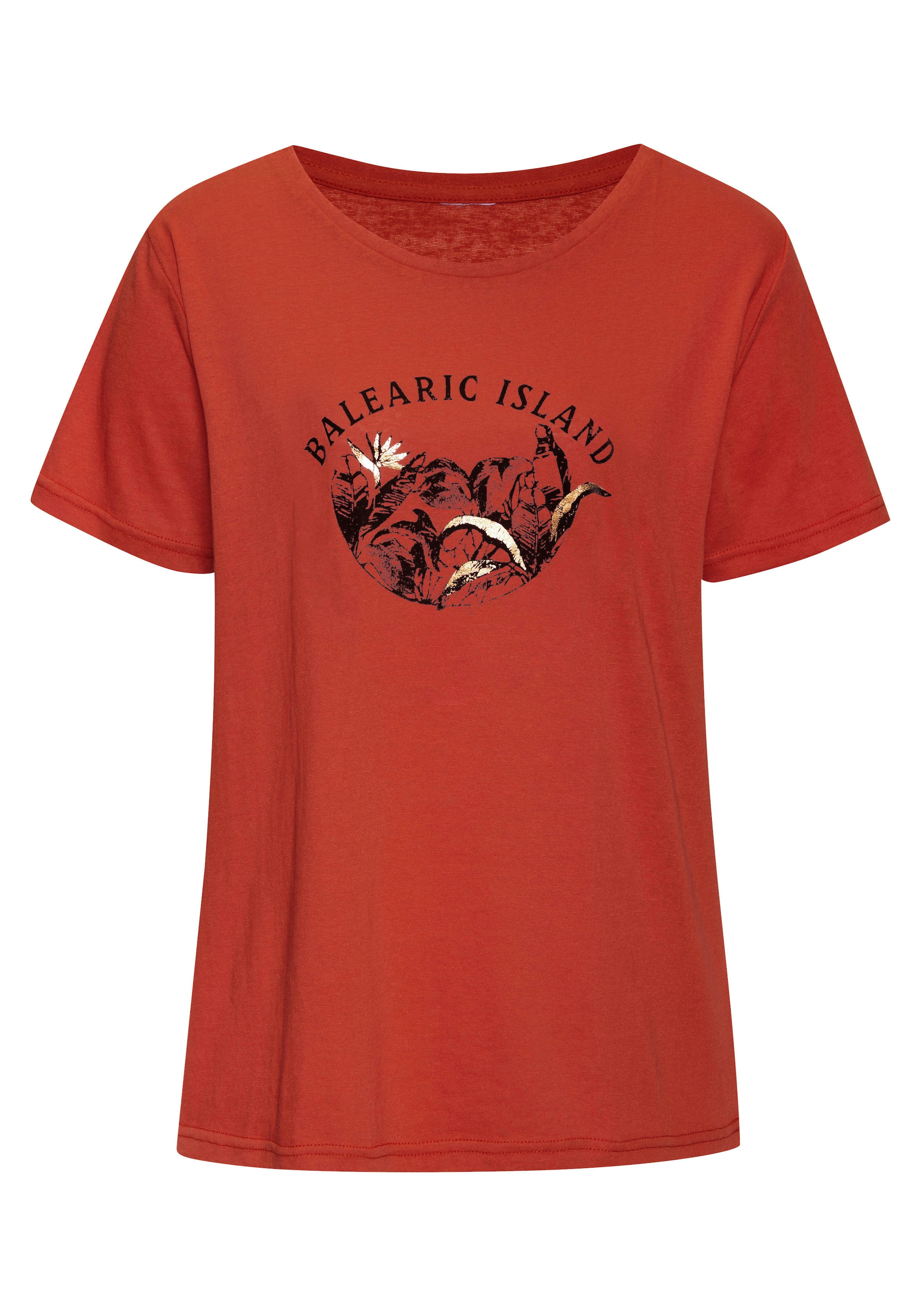 Vivance T-Shirt »mit schimmerndem Frontprint«, aus weicher Baumwoll-Qualität