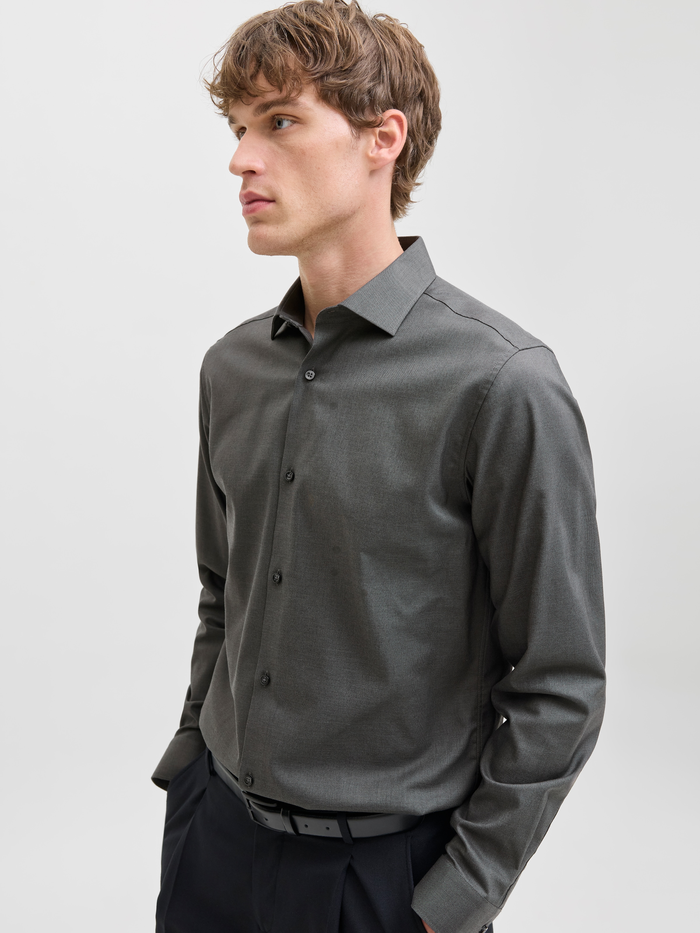 Jack & Jones Langarmhemd »JPRBLAPARKER Slim Fit Hemd, atmungsaktiv, ideal für den Alltag«, unifarben, modisch, slim fit, Baumwolle, Hemdkragen