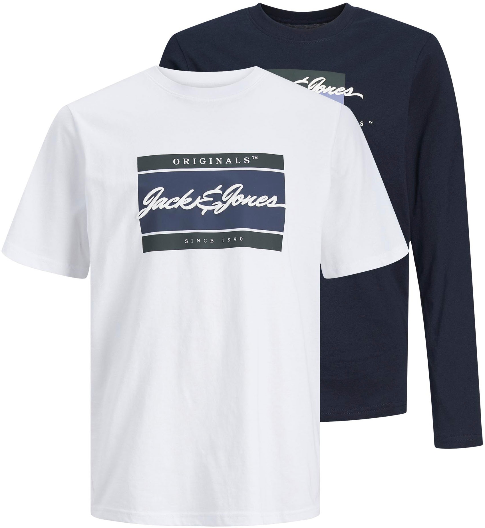 Jack & Jones Junior T-Shirt »JORWAYNE BRANDING TEE MIX 2PK MP JNR«, (Set, 2 tlg., T-Shirt und Langarmshirt)