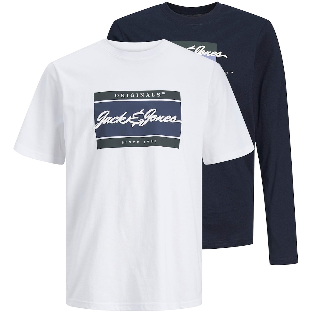 Jack & Jones Junior T-Shirt »JORWAYNE BRANDING TEE MIX 2PK MP JNR«, (Set, 2 tlg., T-Shirt und Langarmshirt)