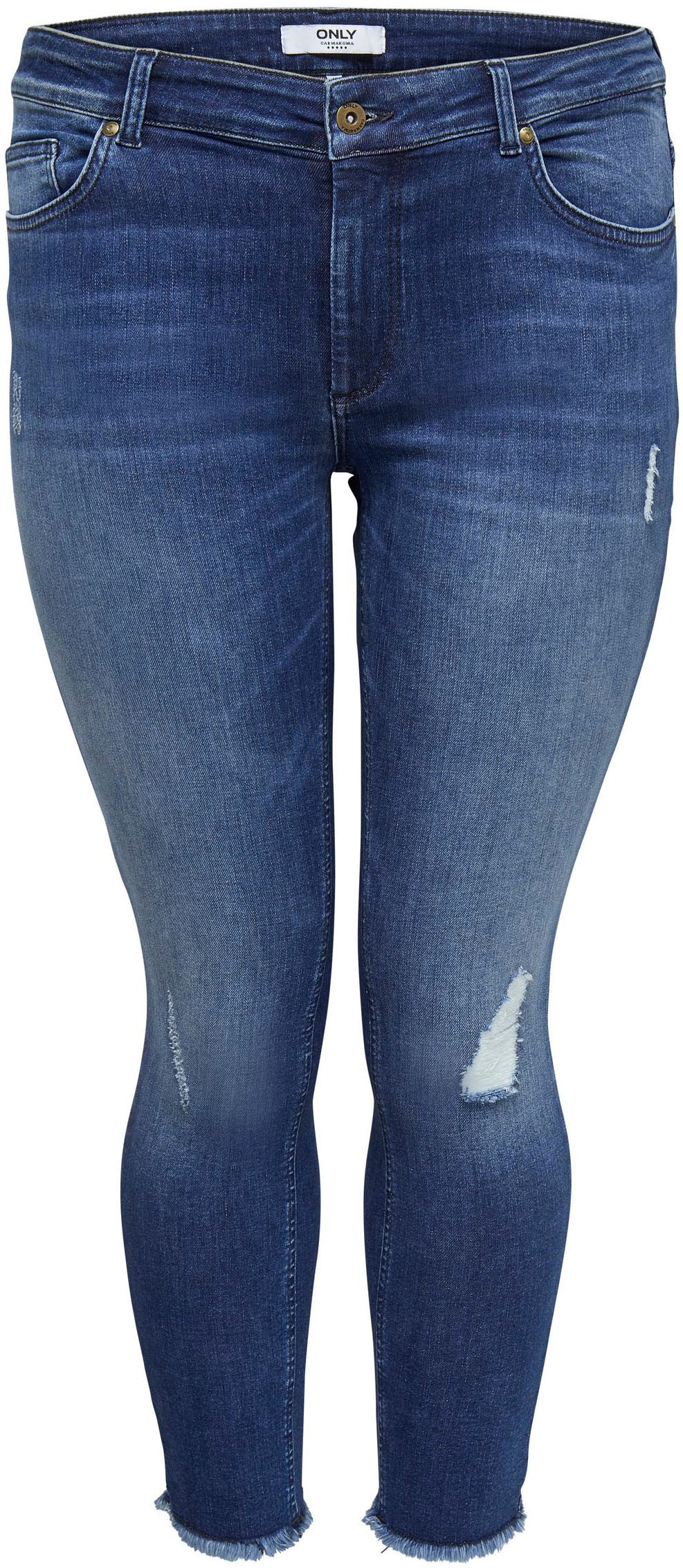 ONLY CARMAKOMA Skinny-fit-Jeans »CARWILLY REG SKINNY ANK JEANS«, mit Fransensaum