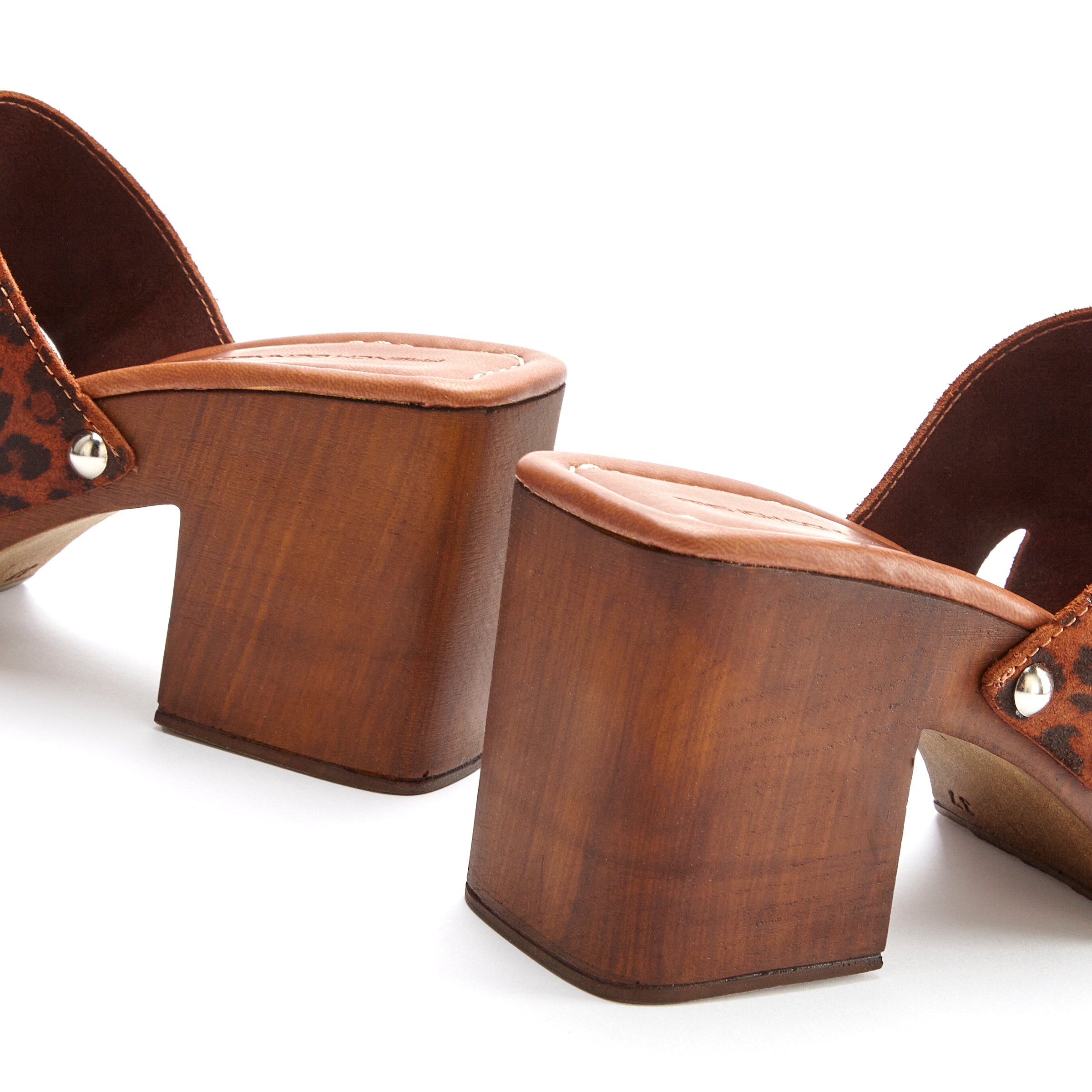 French Connection Pantolette, Mule, Sandale, offener Schuh aus Leder mit Blockabsatz