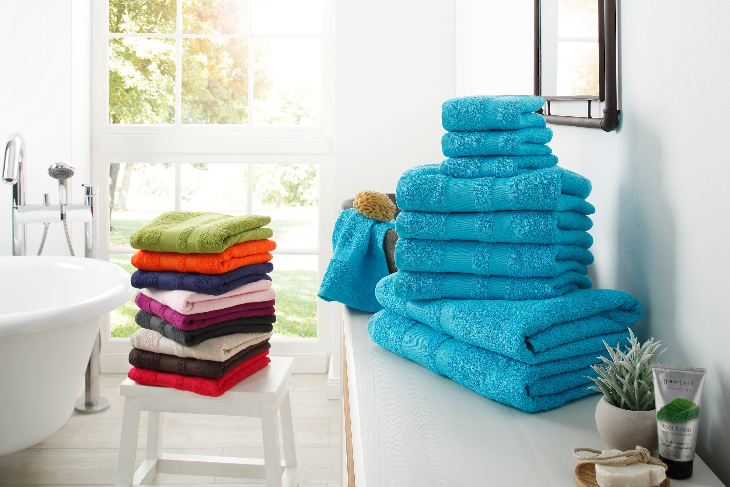 Handtücher mit Handtuch online Jelmoli-Versand 10 aus Baumwolle | home 100% Set, Walkfrottee, »Vanessa«, Bordüre, einfarbiges tlg., shoppen my Handtuch-Set Set
