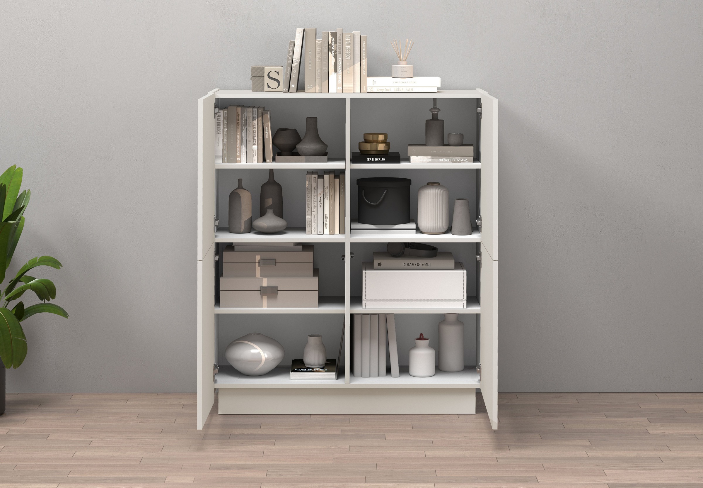 INOSIGN Highboard »VELA, Highboard, Höhe 120 cm,Design mit schrägen Türen«, (1 St.), Made in Italy, Masse-B/T/H: 100x35x120,hohes Sideboard,Anrichte,Kommode