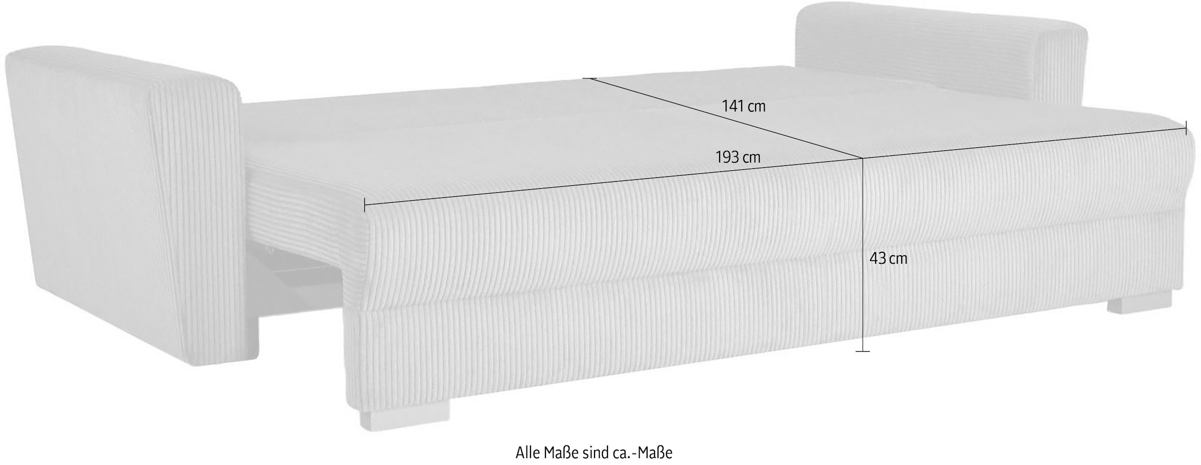 INOSIGN 3-Sitzer »MAGHERA Schlafsofa mit Bettkasten, in hochwertiger Verarbeitung«, mit Wellenunterfederung, pflegeleicht Material, B/H/T 230/92,5/79 cm