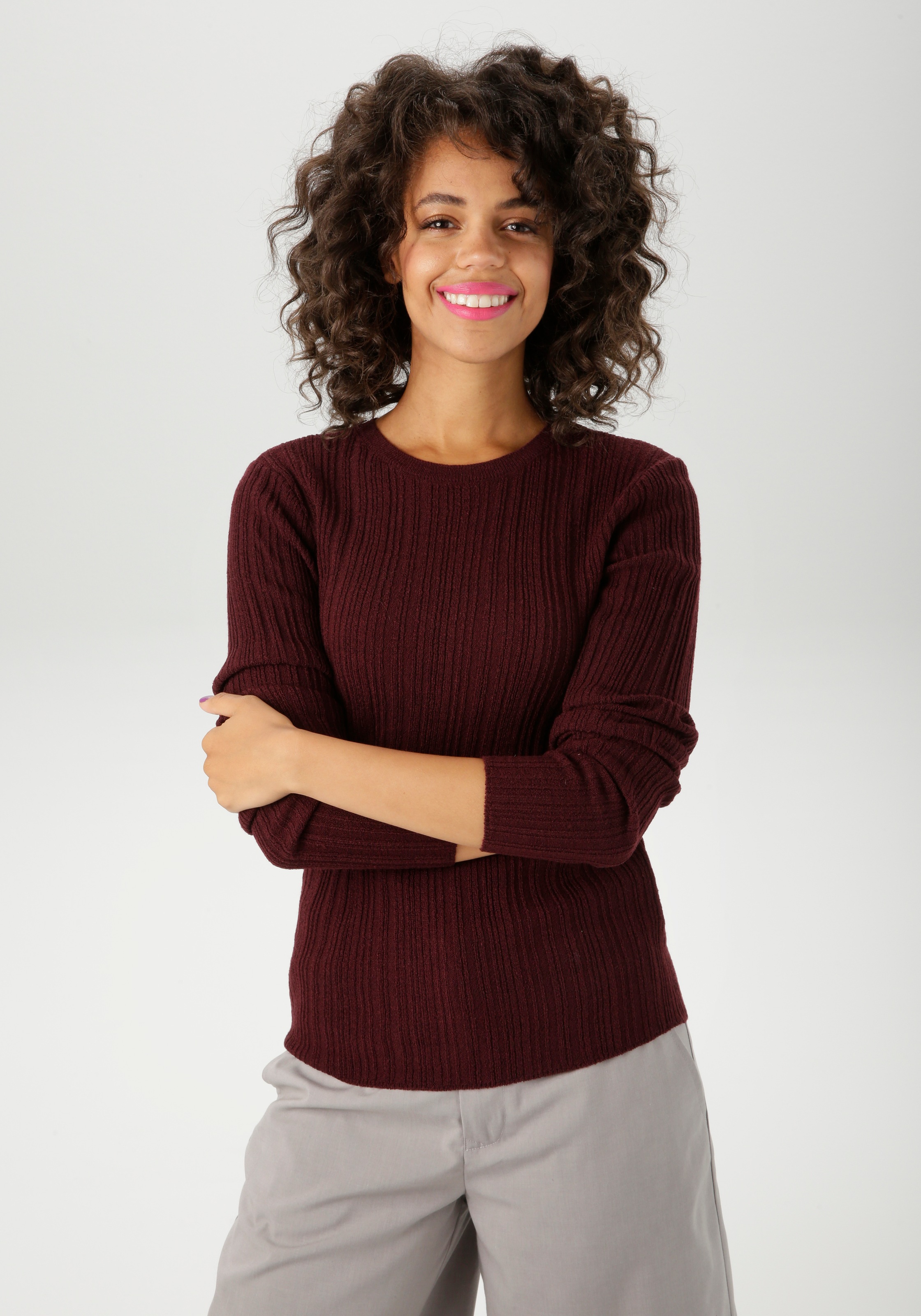 Aniston CASUAL Strickpullover im Ripp-Muster-Mix