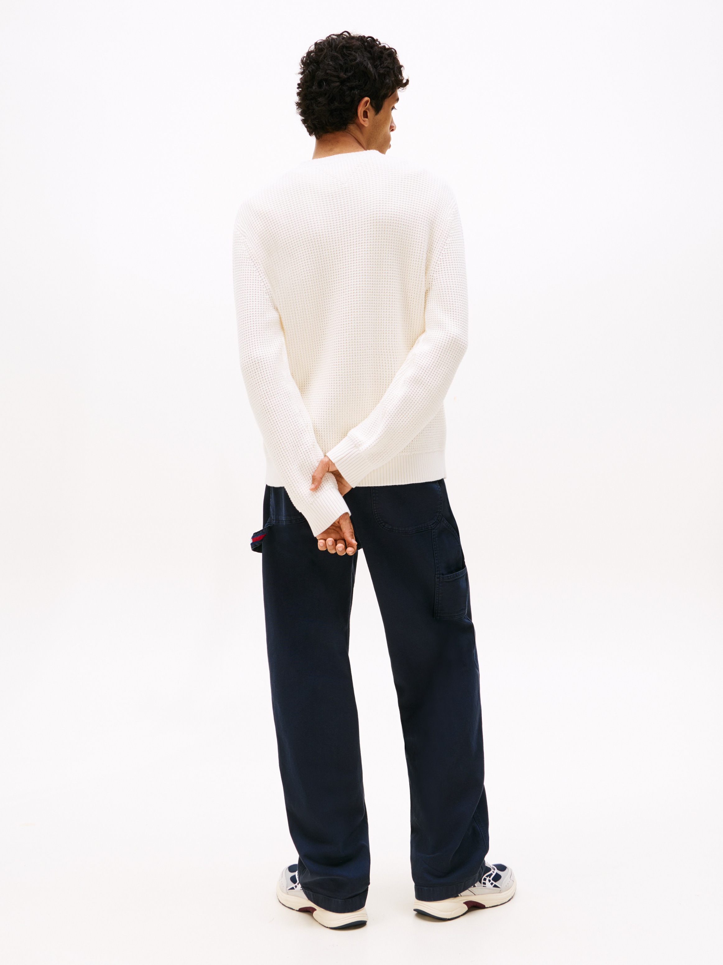 Tommy Jeans Strickpullover »TJM SCRIPT CHUNKY«, Regular Fit, Rundhals Waffelpique Strick
