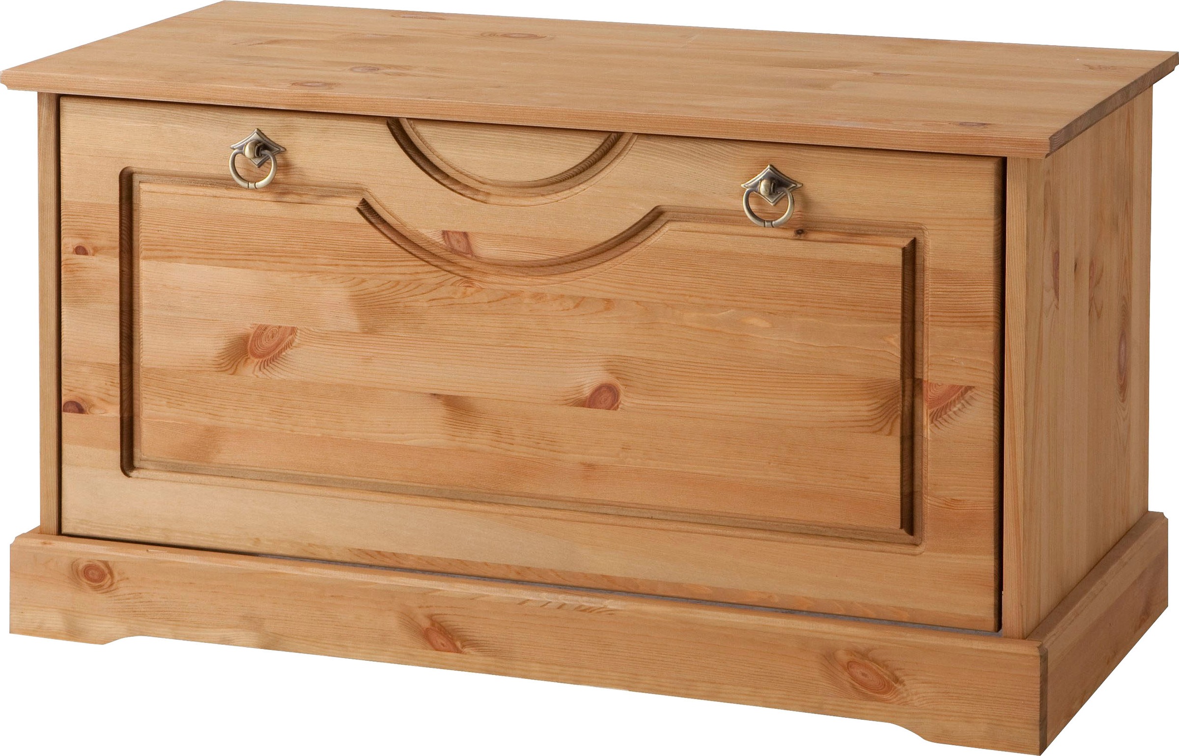 OTTO home Schuhtruhe "Klera, Schuhbank, mit dekorativen Fräsungen, Lanhausstil" Breite 81 cm, aus massiver Kiefer, FSC-zertifiziert