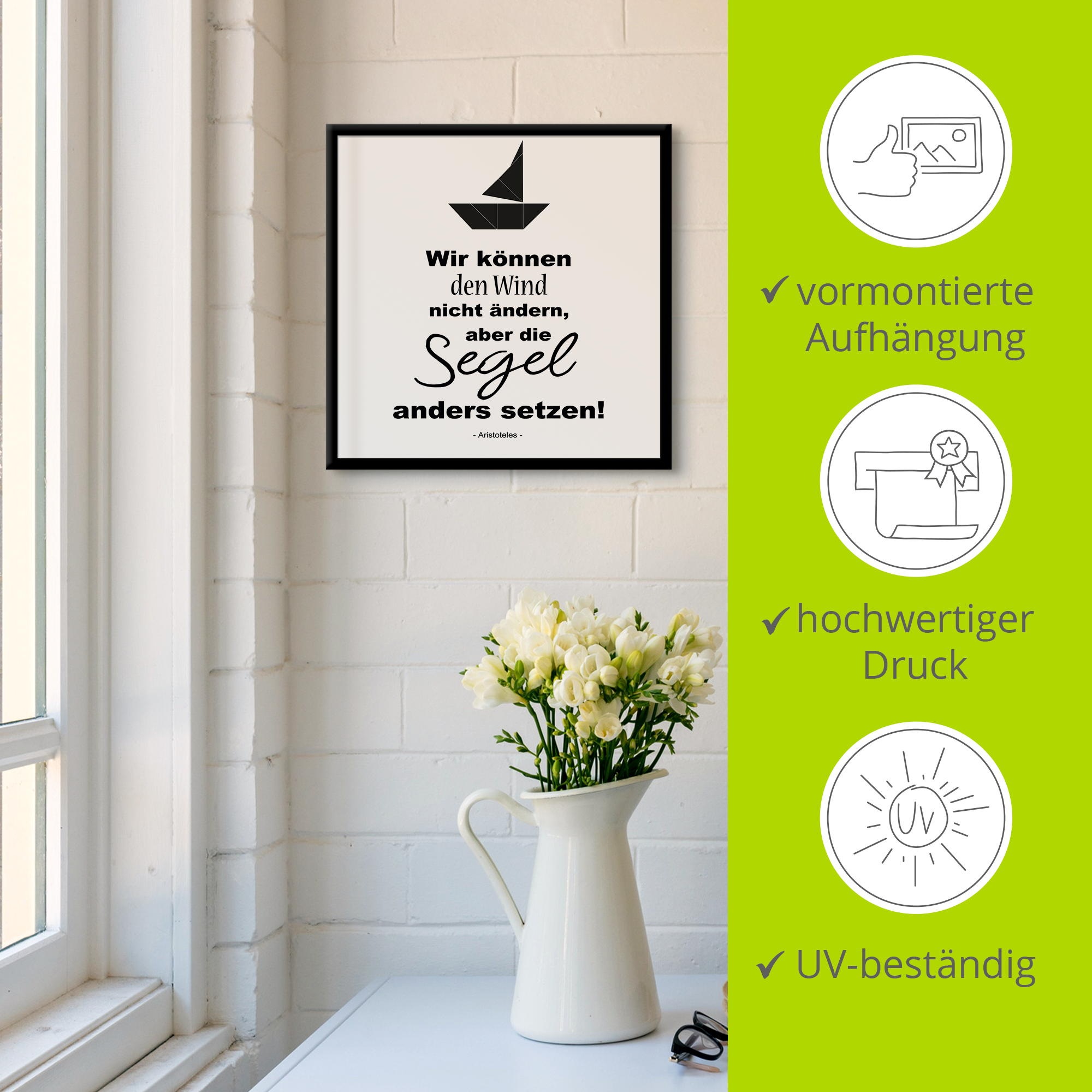 Artland Wandbild »Wind nicht ändern, Segel anders setzen«, Sprüche & Texte, (1 St.)