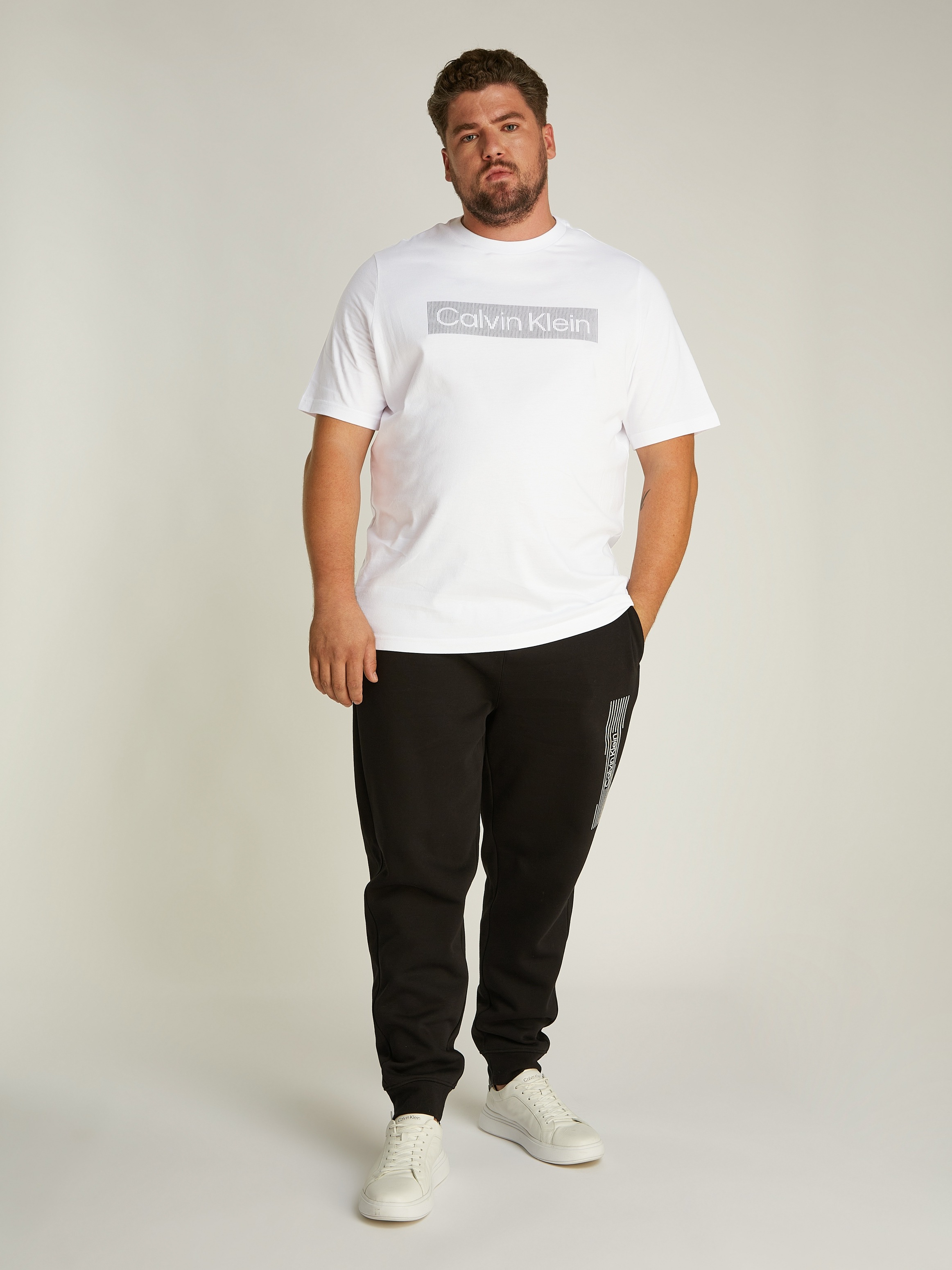 Calvin Klein Big&Tall T-Shirt »BT_BOX STRIPED LOGO T-SHIRT«, in Grossen Grössen mit Logoschriftzug