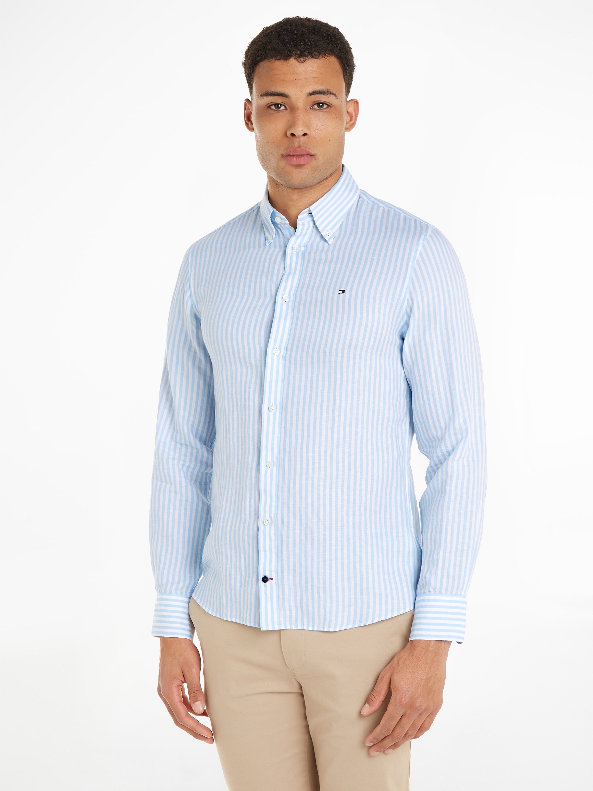 Tommy Hilfiger Langarmhemd »CL W-COTTON LINEN STRIPE SHIRT« modisch gestreift