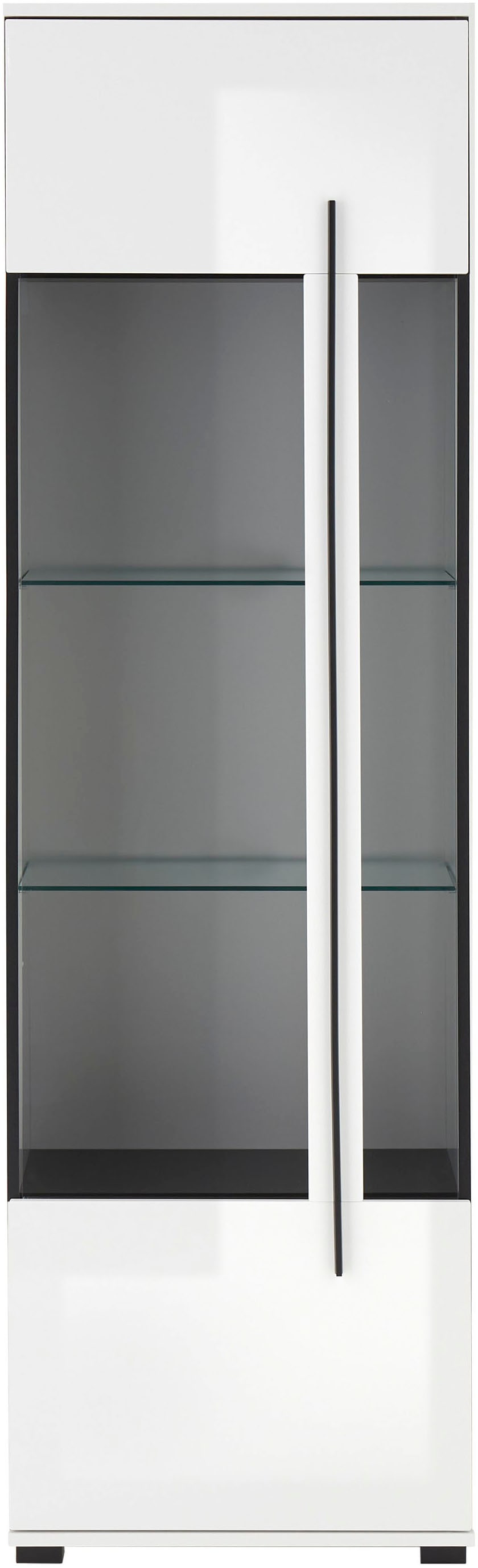 INOSIGN Vitrine »Cantara, Vitrinenschrank in Eiche Evoke oder weiss, Standvitrine«, schwarzer Stangengriff, ausreichend Stauraum, vielseitig einsetzbar