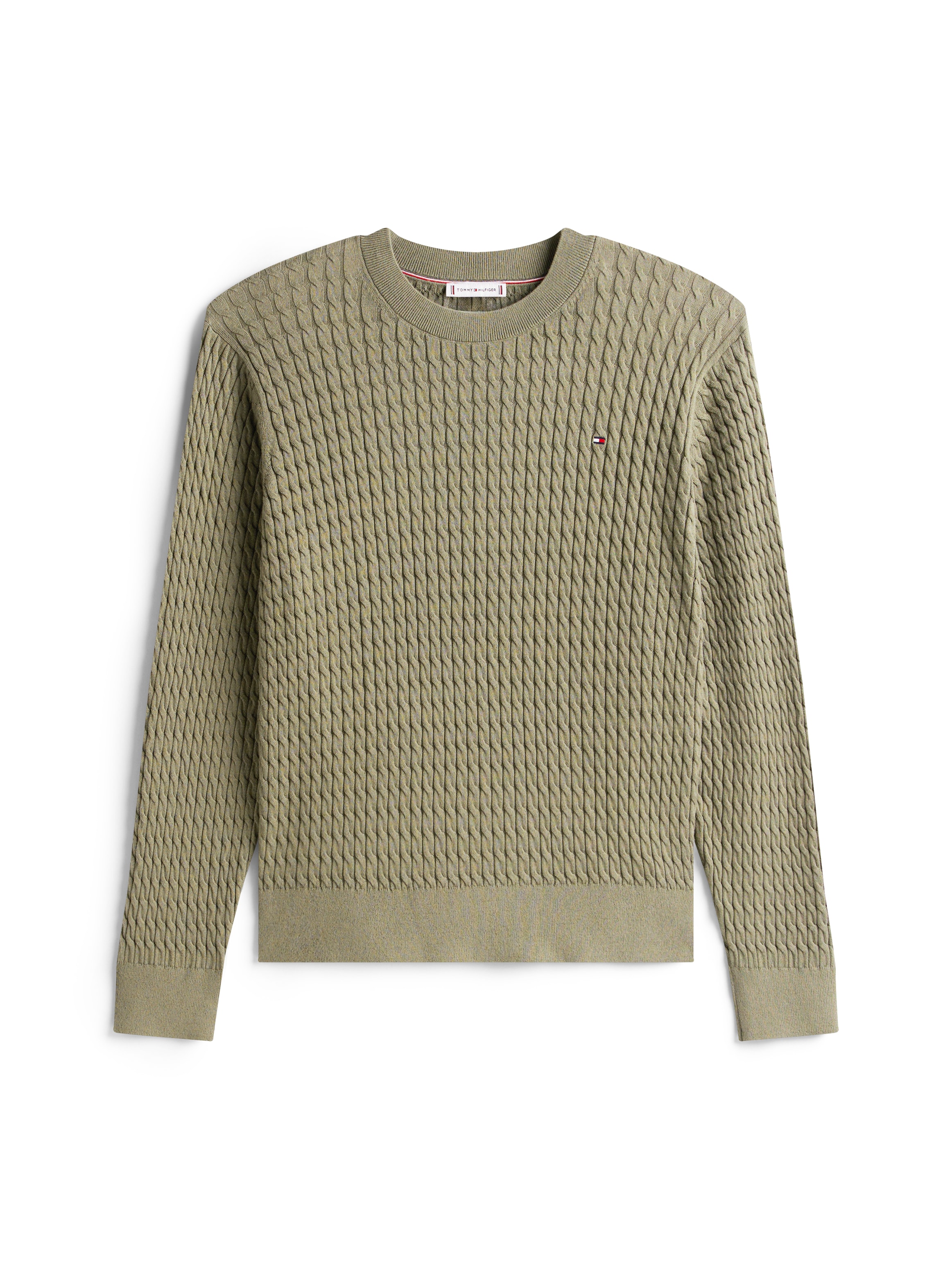 Tommy Hilfiger Curve Strickpullover »CRV CO CABLE FINE GG C-NK LS SWT«, in grossen Grössen, mit Zopfmuster