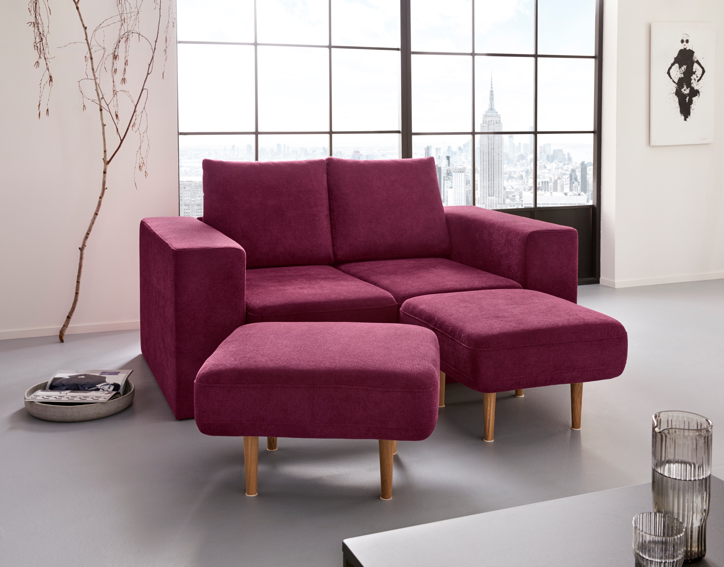 LOOKS by Wolfgang Joop 2-Sitzer »Looksv«, Verwandlungssofa: aus Sofa wird Sofa mit 2 Hockern