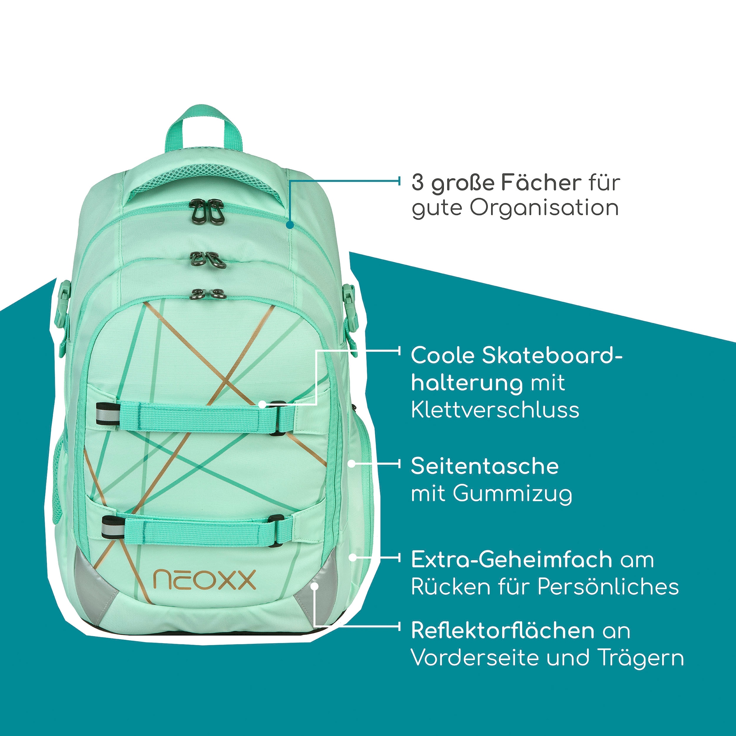 neoxx Schulrucksack »Active Pro, Mint To Be«