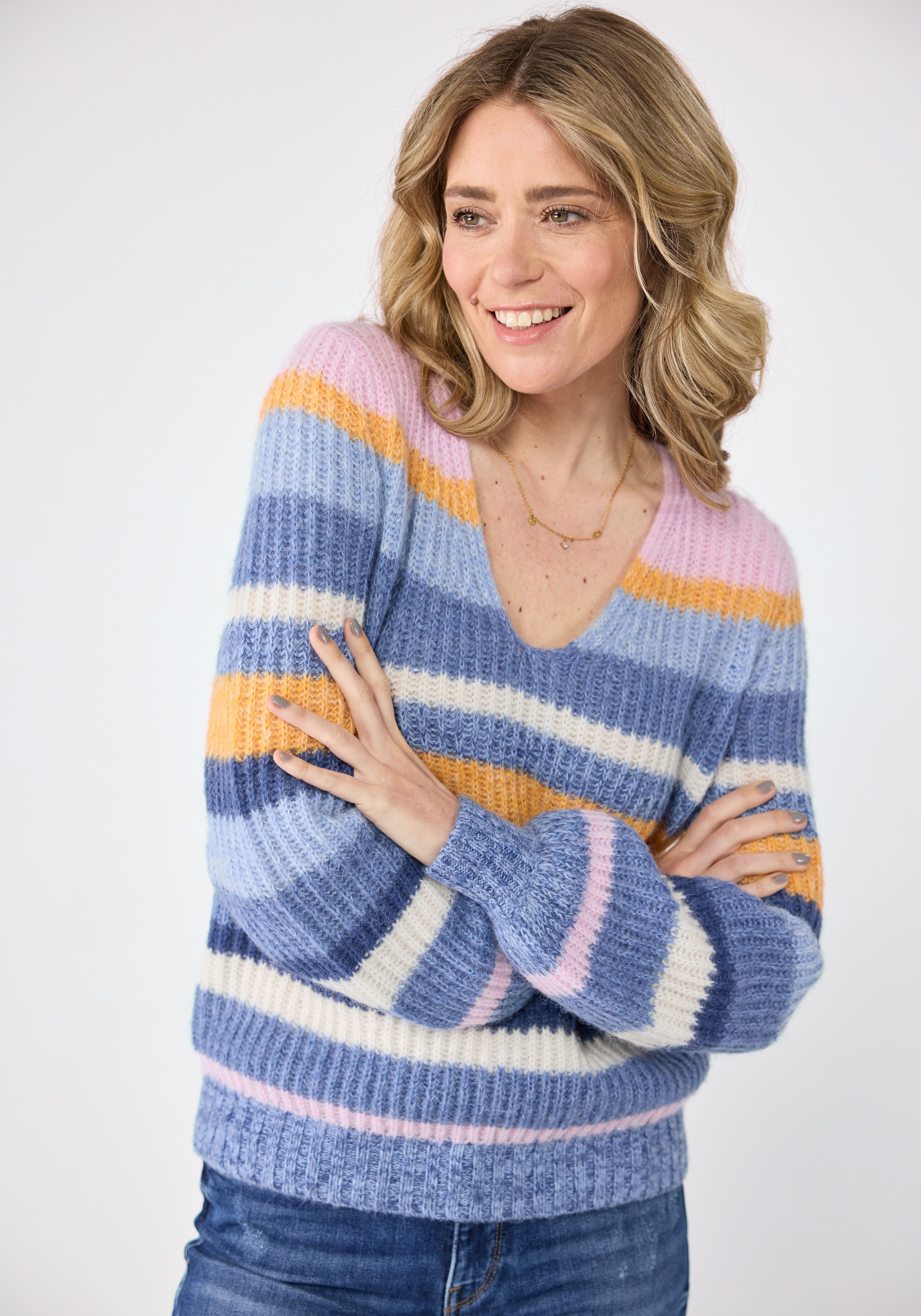 Lieblingsstück V-Ausschnitt-Pullover »BeeleL«, mit Streifen
