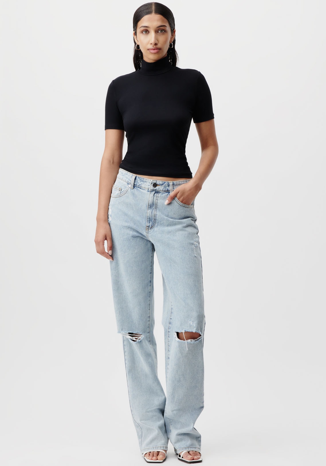 LeGer T-Shirt »Larina, LeGer by Lena Gercke«, figurbetont, Stehkragen