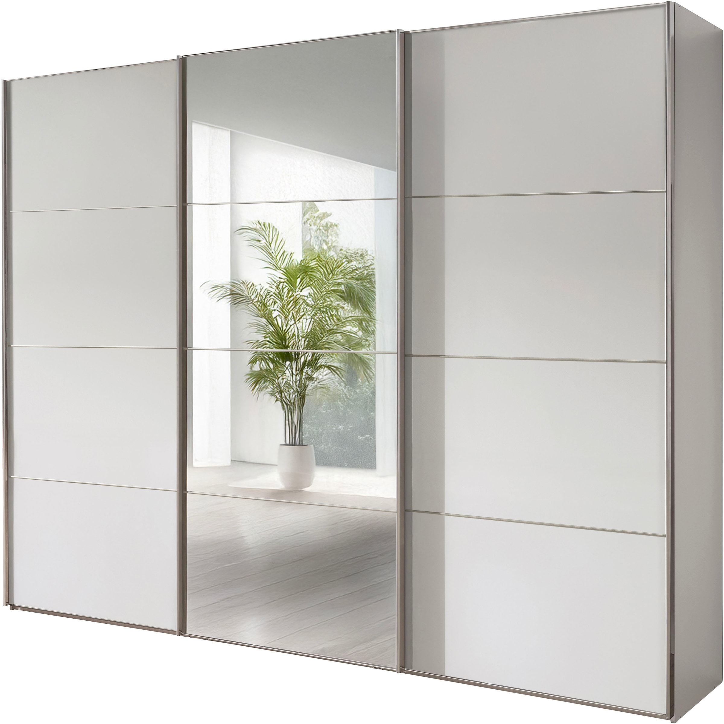 WIEMANN Schwebetürenschrank "Phoenix, Made in Germany, modernes Design, Highlight, Blickfang" Viele Farbkombinationen, in 4 Breiten und in 2 Höhen erhältlich, maximaler Staurraum, inkl.Einlegeböden, Wäscheböden u. Dämpfer