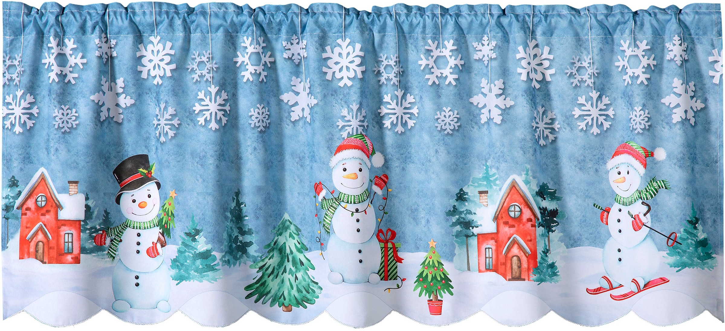 Weckbrodt Scheibengardine »Schneemann«, (1 St.), Bistro, Gardine, Tunnelzug, blickdicht, bedruckt, HxB 45x120cm, Store