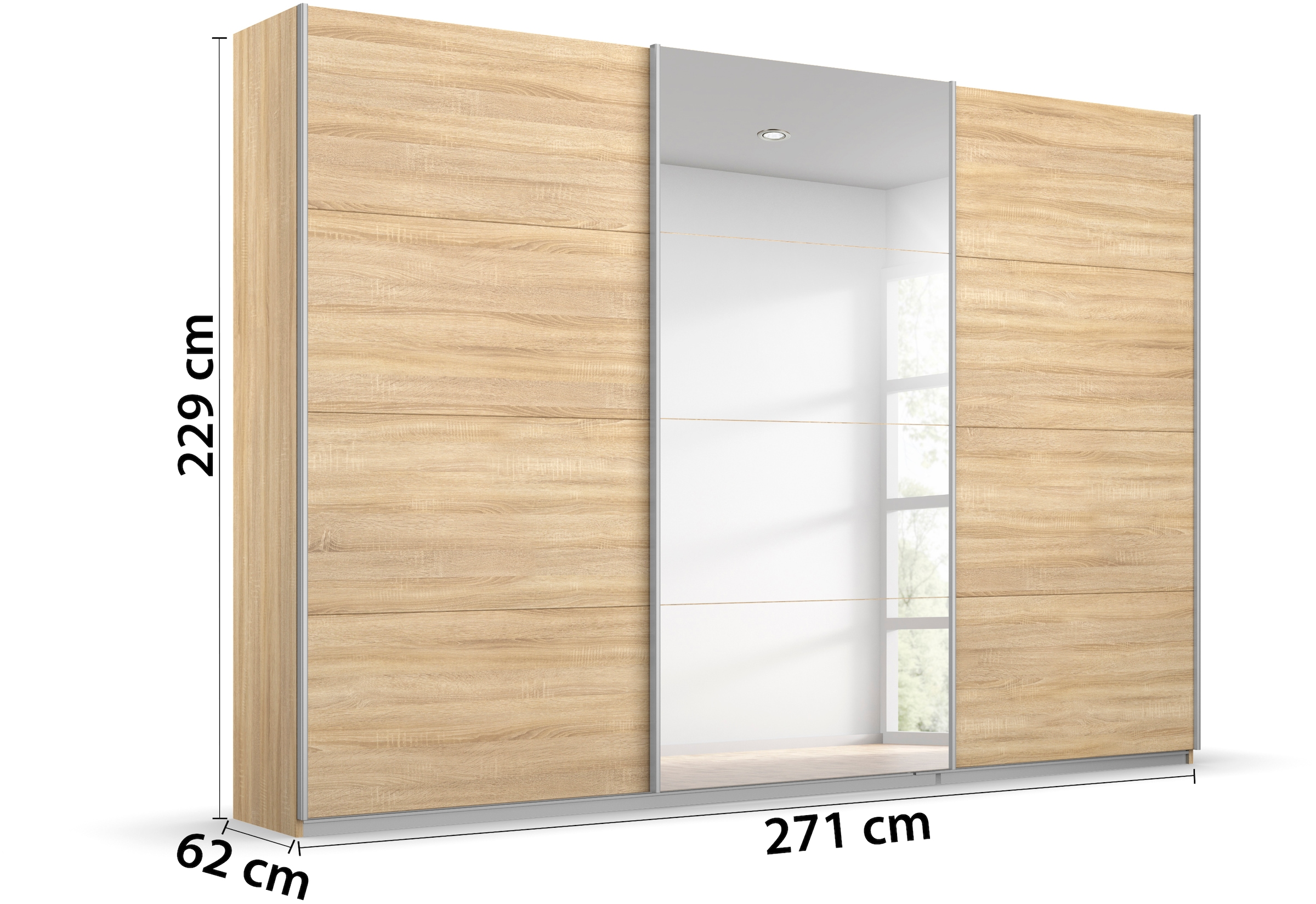 rauch Schwebetürenschrank »Kleiderschrank Schrank Garderobe KULMBACH«, in 2 Höhen erhältlich, mit Metallgriffleisten MADE IN GERMANY